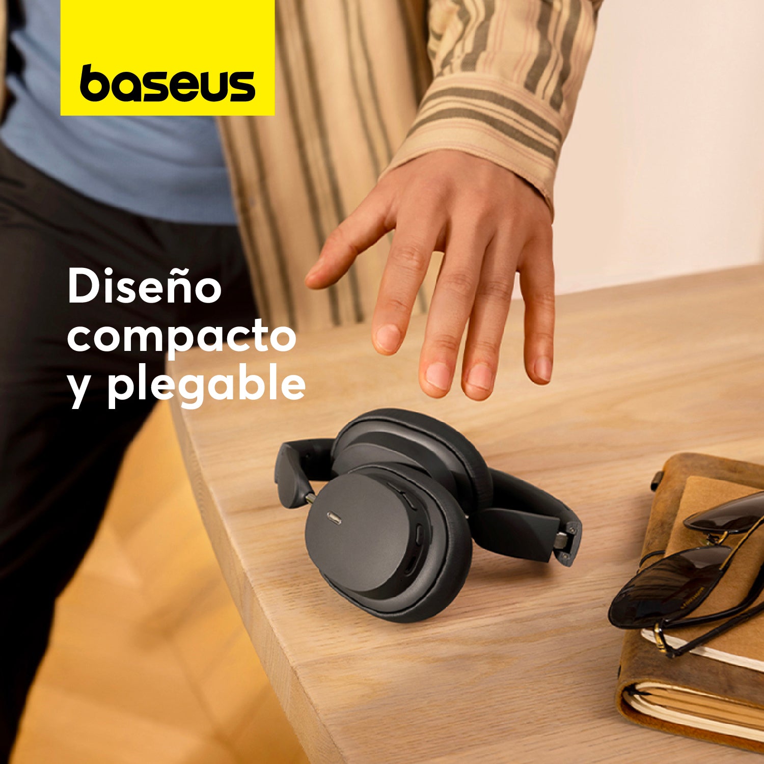 Baseus Bowie D05 Wireless Headphones - Bluetooth 5.0, Hi-Fi Stereo Sound, 30H Playtime, Lightweight Over-Ear Design (Gray) - Perfect for Work, Travel & Gaming
