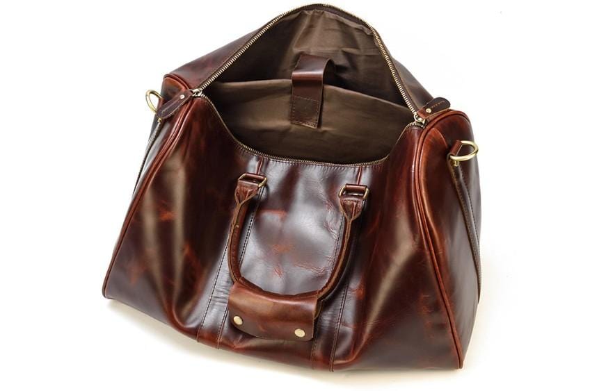 Premium Leather Travel Bag - Durable Luggage Duffel & Weekender Carry-On for Men & Women - Perfect for Gym, Business Trips & Weekend Getaways