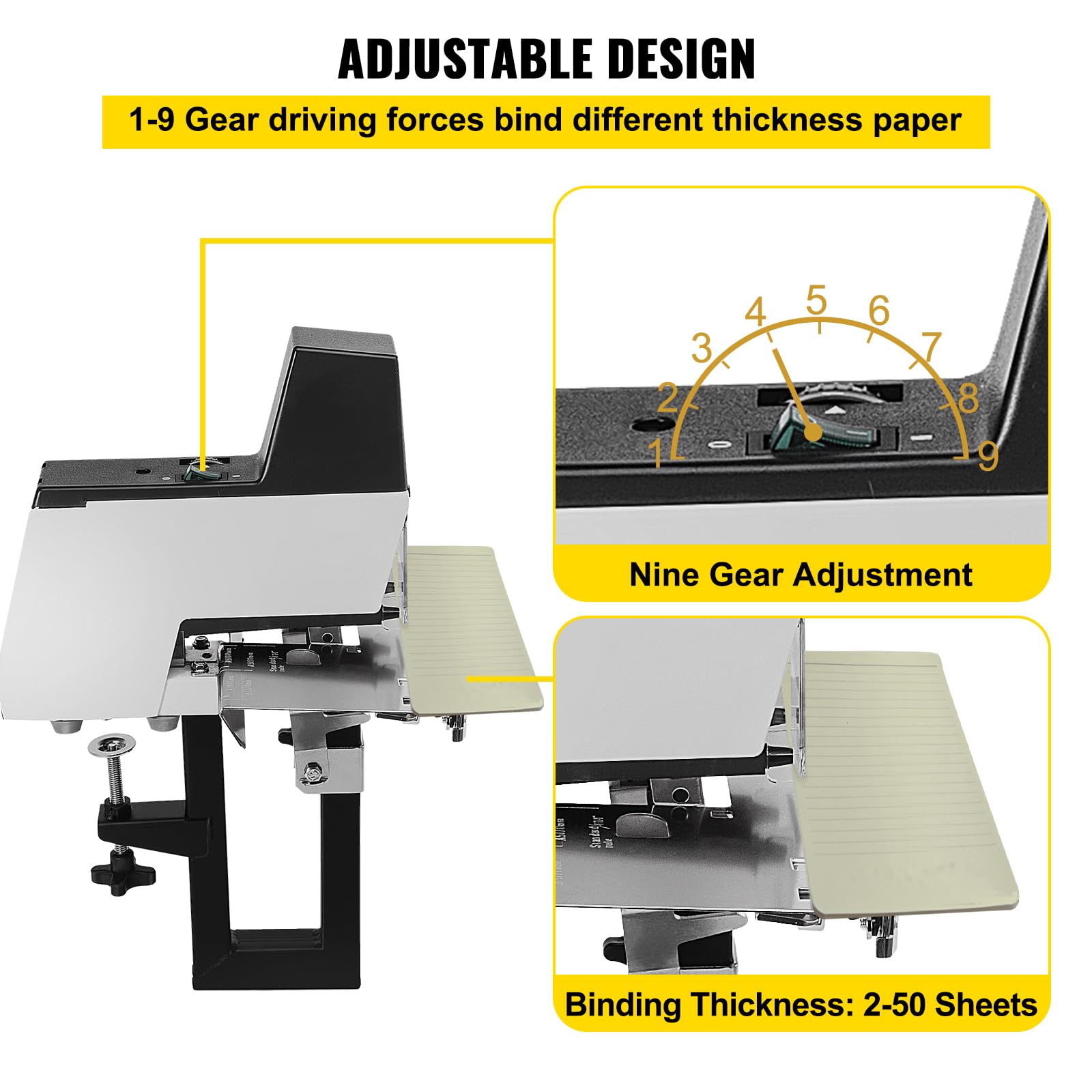 VEVOR Electric Stapler Rapid 106 Automatic Saddle Book Binder - Heavy Duty Flat & Book Binding Machine for 2-50 Sheets (110V, Black) - Perfect for Office, School, and Home Document Binding