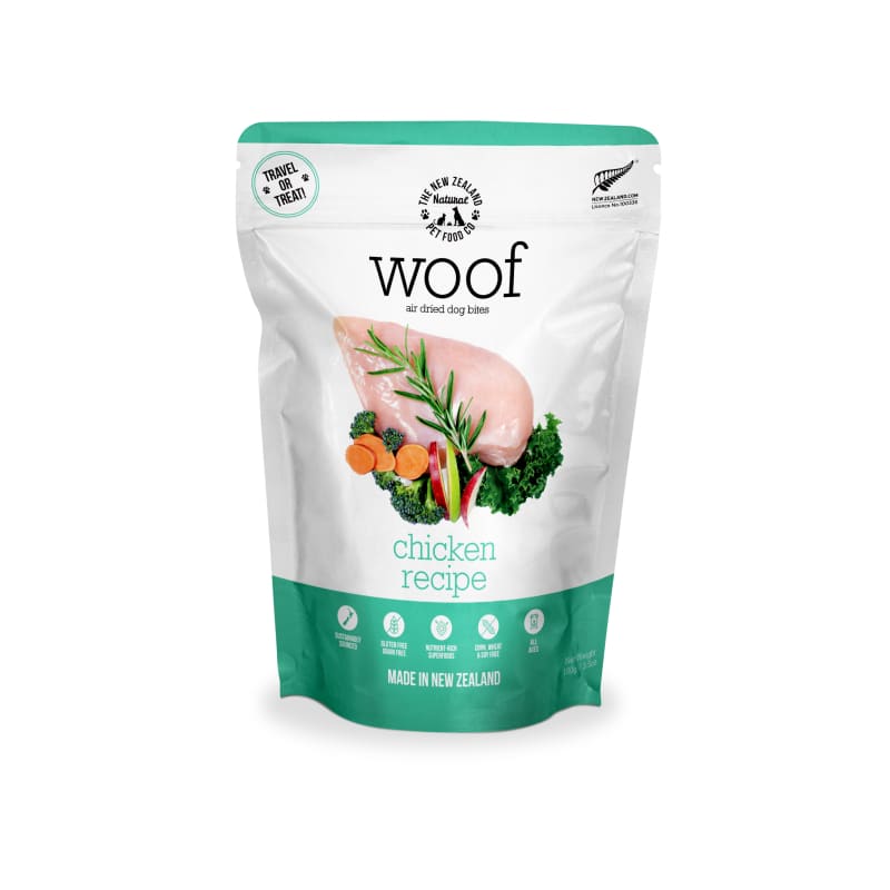 WOOF Chicken Air Dried Dog Treats 100g - Natural Grain-Free Training Snacks for Small & Large Dogs - Perfect for Obedience Training & Rewards