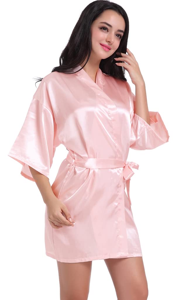 Bride Satin Robe with Rhinestones - Wedding Party Sleepwear for Women