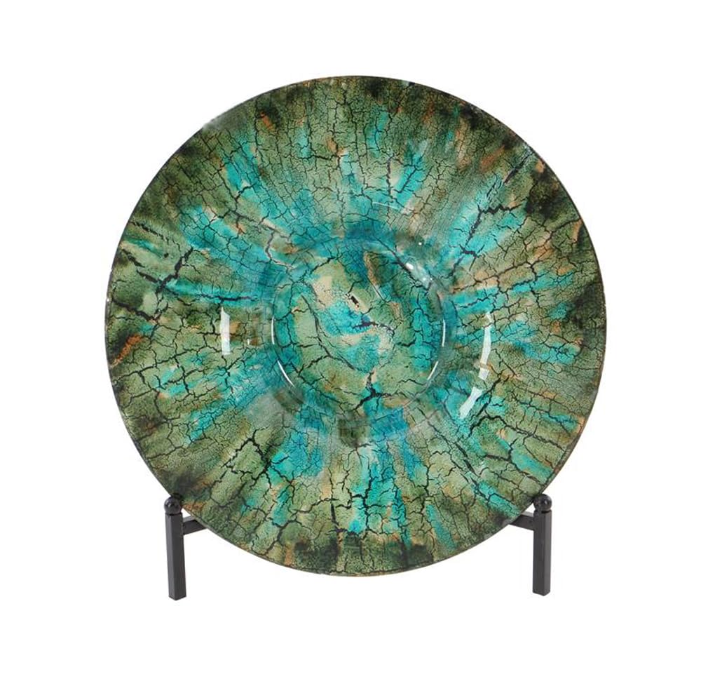 Stylish Shades of Green Decorative Glass Charger Plate with Stand - Elegant Table Setting for Dinner Parties, Weddings & Home Decor | Small Size