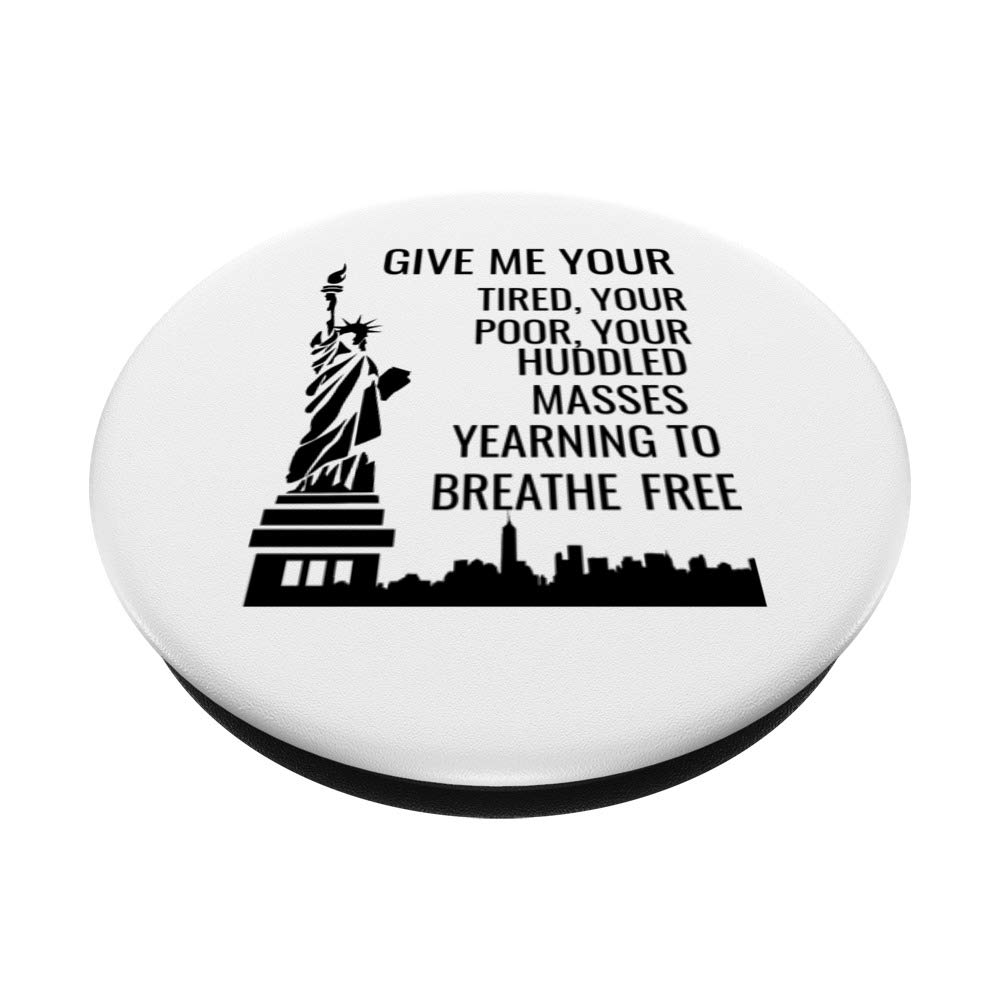 USA Statue of Liberty New Colossus Emma Lazarus Quote PopSockets - Phone & Tablet Grip Stand with Swappable Cover - Perfect for Travel, Commuting & Everyday Use