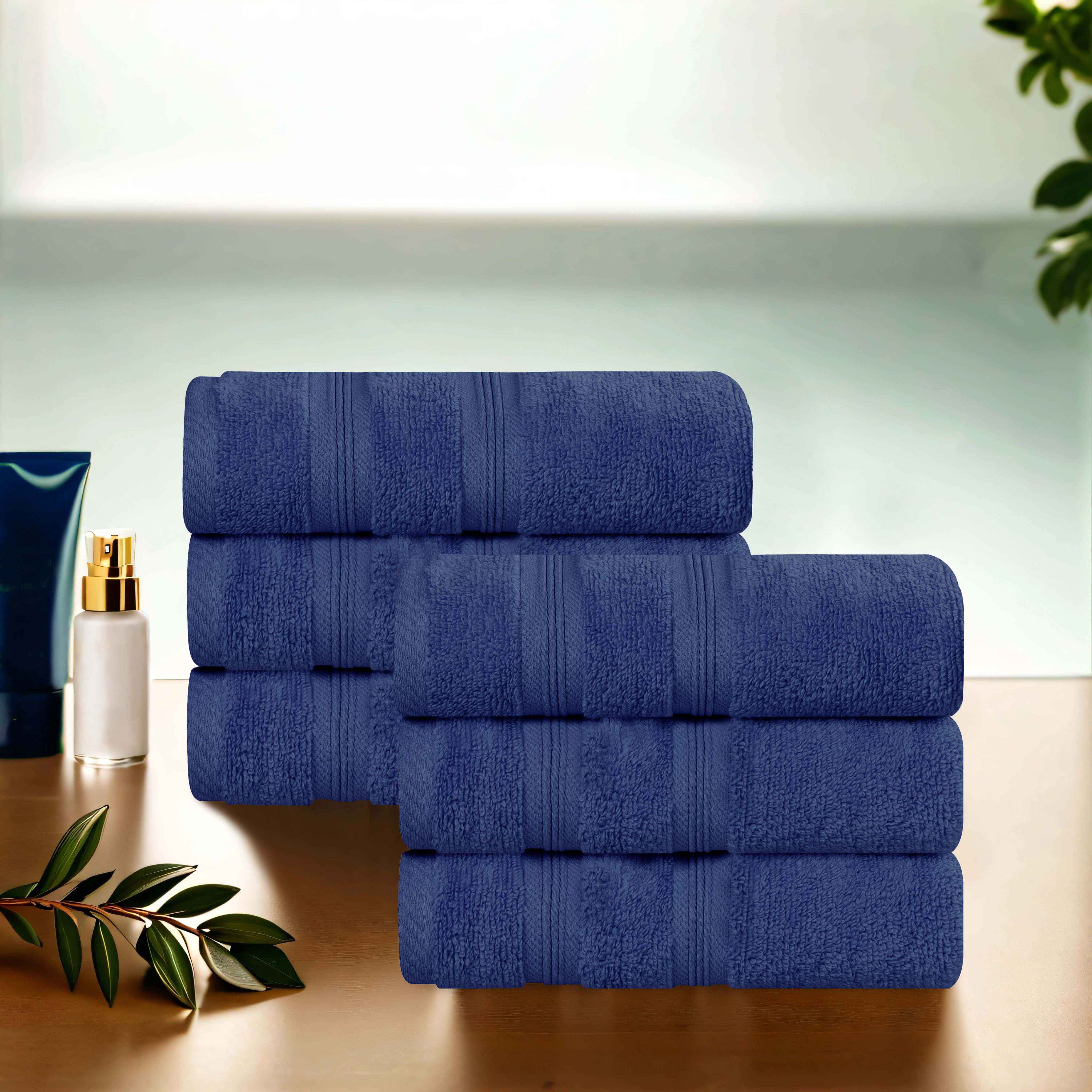 Premium 6-Pack Smart Dry Zero Twist Medium Weight Cotton Hand Towels - Soft, Absorbent & Quick-Drying for Bathroom, Kitchen & Gym Use