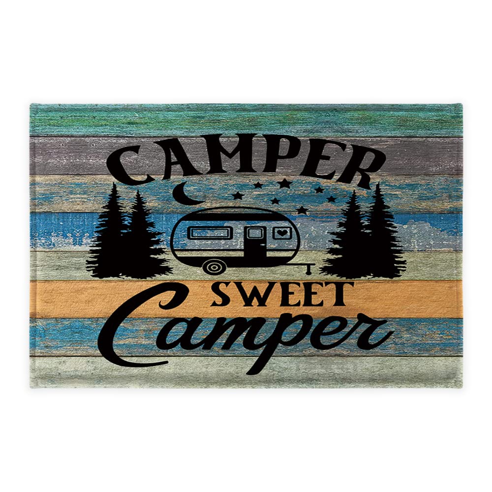 Rustic Wooden RV Bath Mat - 16x24 Inch Camper Shower Rug for Farmhouse & Camping