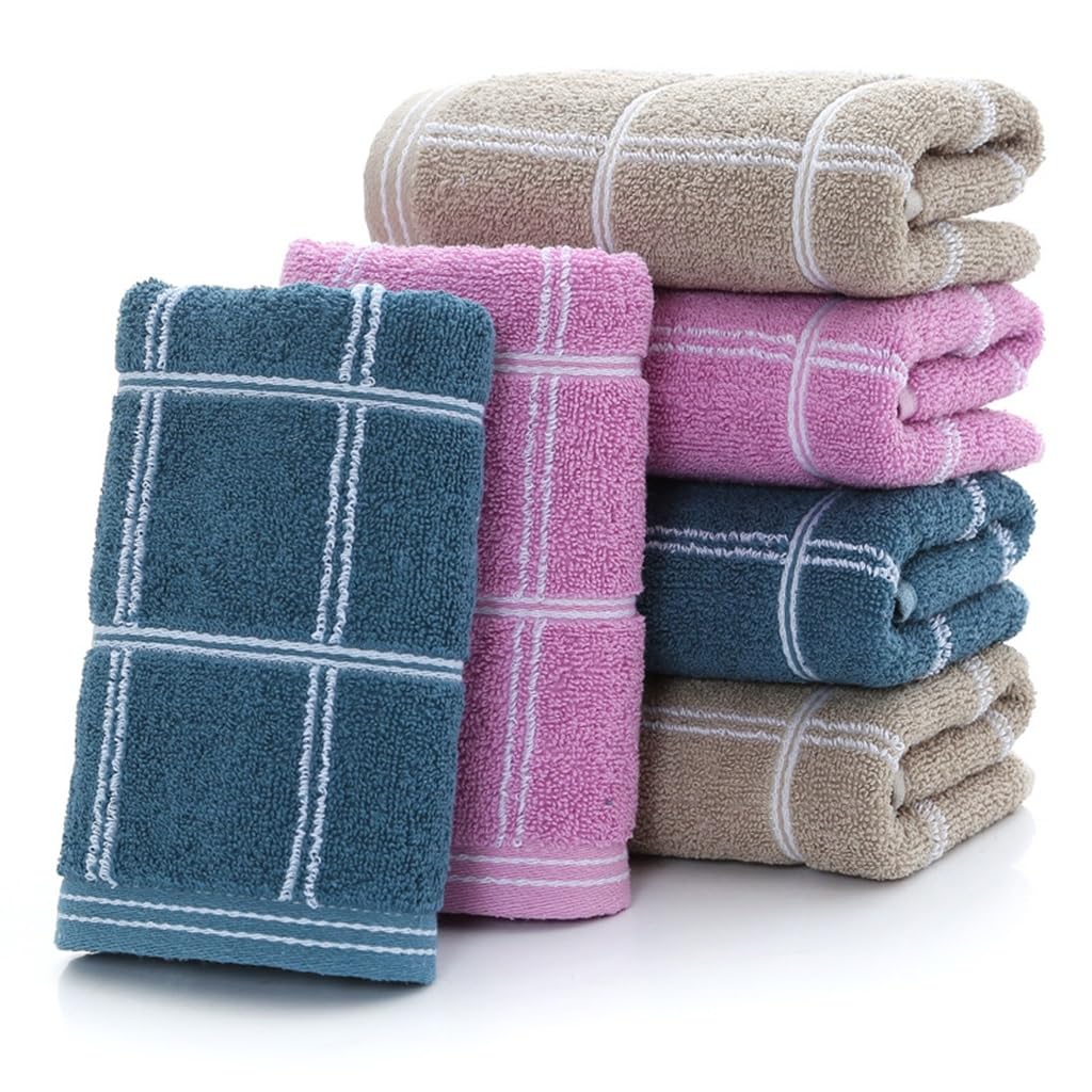Soft Plaid Cotton Face Towel for Adults - Absorbent & Thickened Washcloth for Skincare, Makeup Removal & Household Use - Gentle Exfoliating Bath & Beauty Towel Set