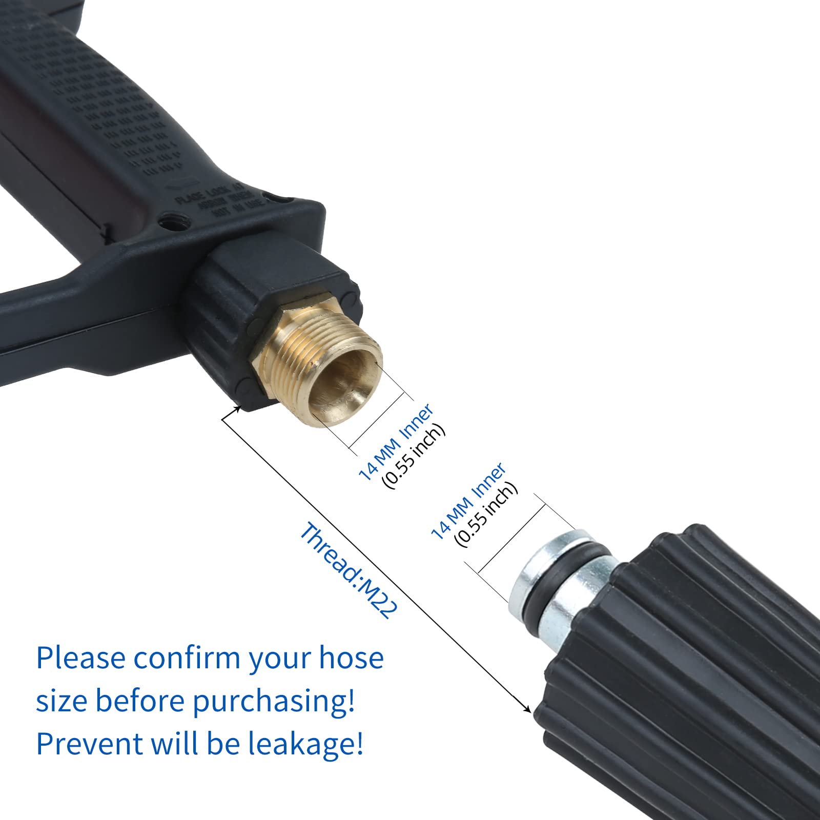 Sooprinse Short Wand Pressure Washer Gun - 4000 PSI High Power Washer with 1/4 Inch Quick Connect & 360° Swivel M22 Inlet Thread - Perfect for Car Washing, Deck Cleaning, and Outdoor Surface Maintenance