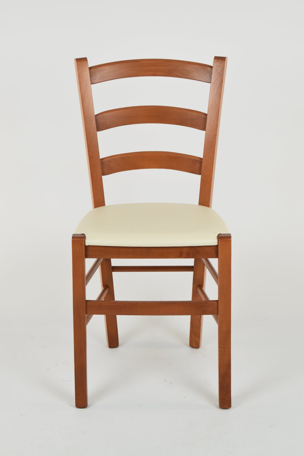 TommyChairs Venice Wooden Dining Chair - Cherry Beech Frame with Ivory Polyurethane Upholstered Seat - Perfect for Kitchen, Dining Room, and Home Decor