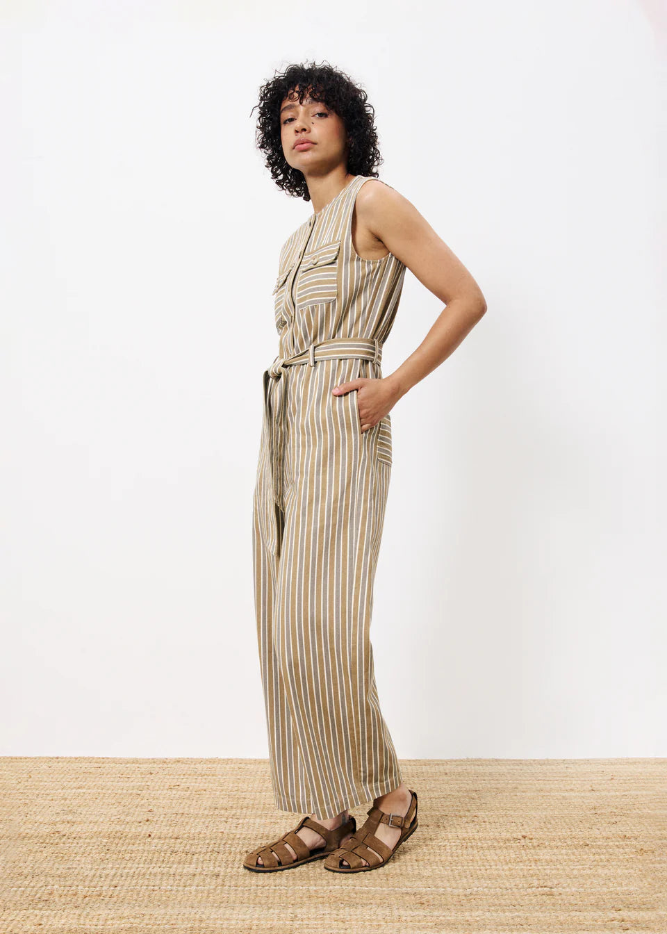 Norina Striped Jumpsuit for Women - Grey One Piece Romper | Casual Summer Outfit, Beachwear & Vacation Style