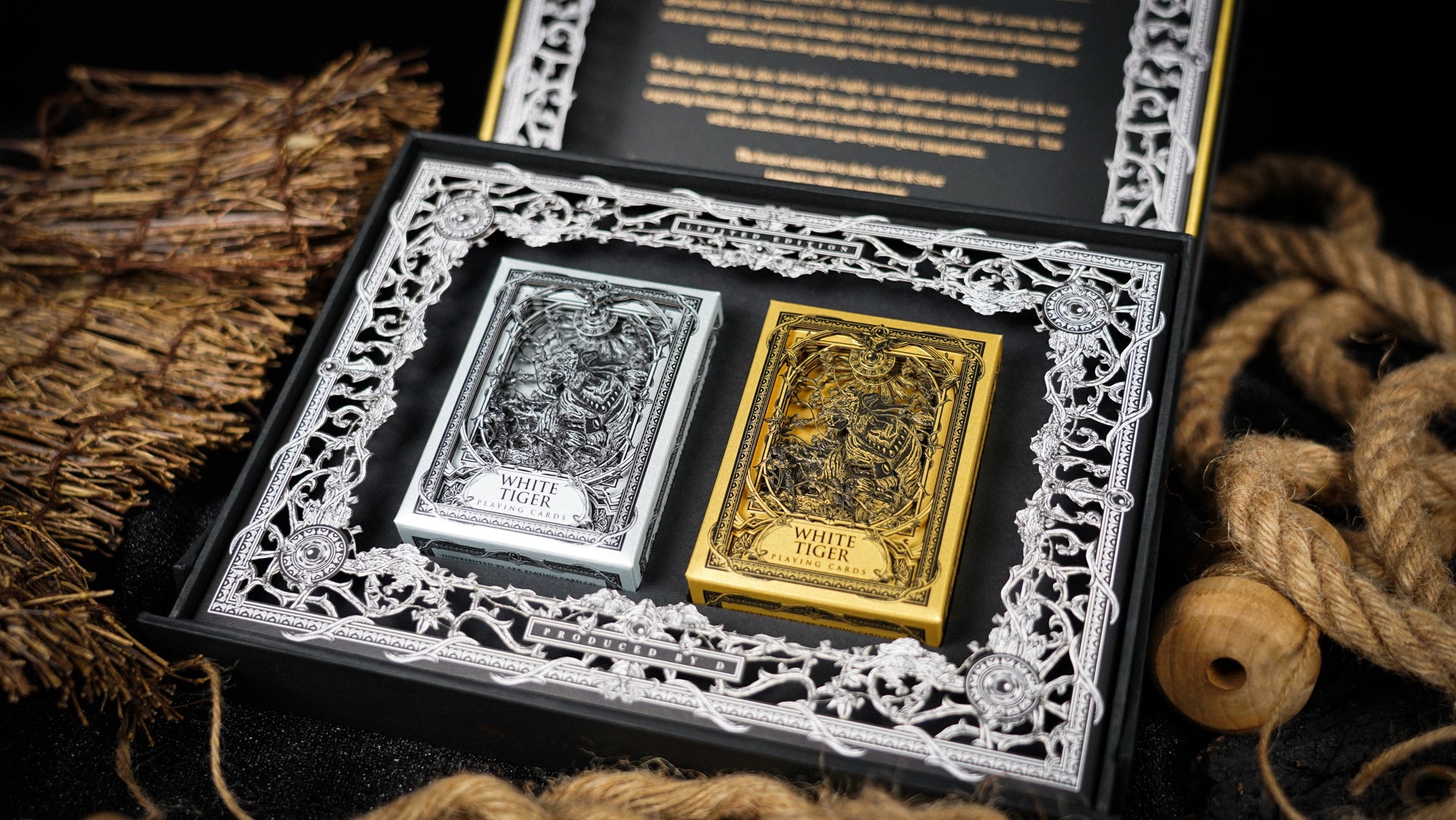 White Tiger Black Gold Box Set - Premium Collectible Gift Set for Home Decor, Office Display & Feng Shui