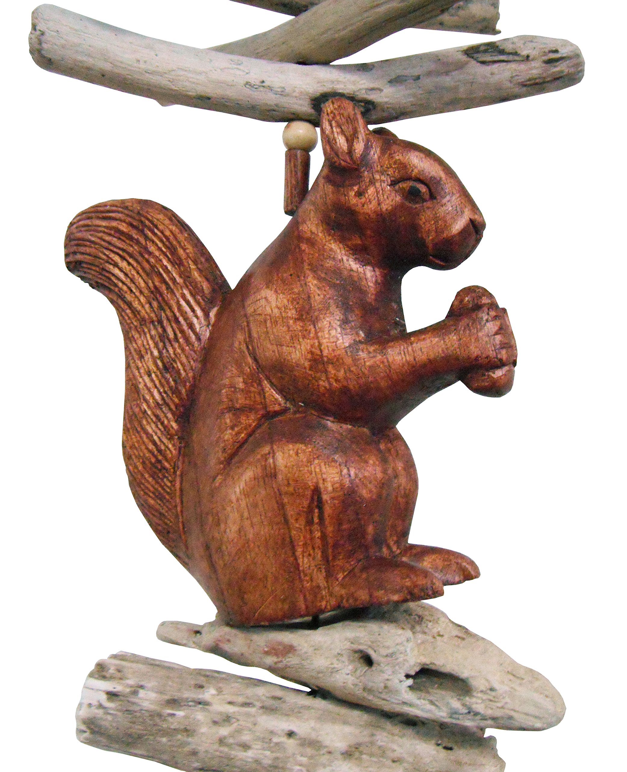 Hand Painted Black & White Dotted Wind Chime with Triple Squirrel Design - Cohasset Gifts 549 - Perfect for Garden, Patio, and Outdoor Decor