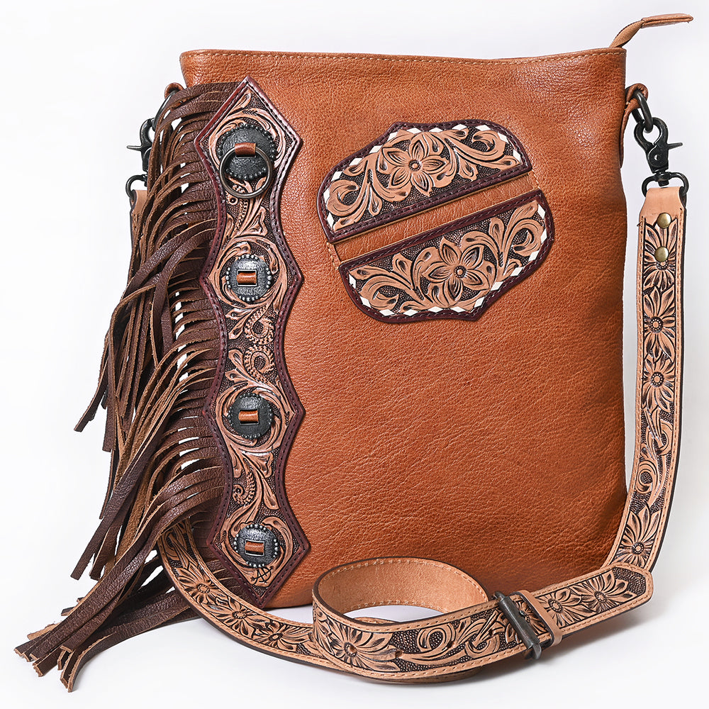 American Darling ADBG465 Genuine Leather Western Handbag for Women - Hand Tooled Chaps Bag Purse - Perfect for Rodeo, Country Music Festivals & Western Fashion