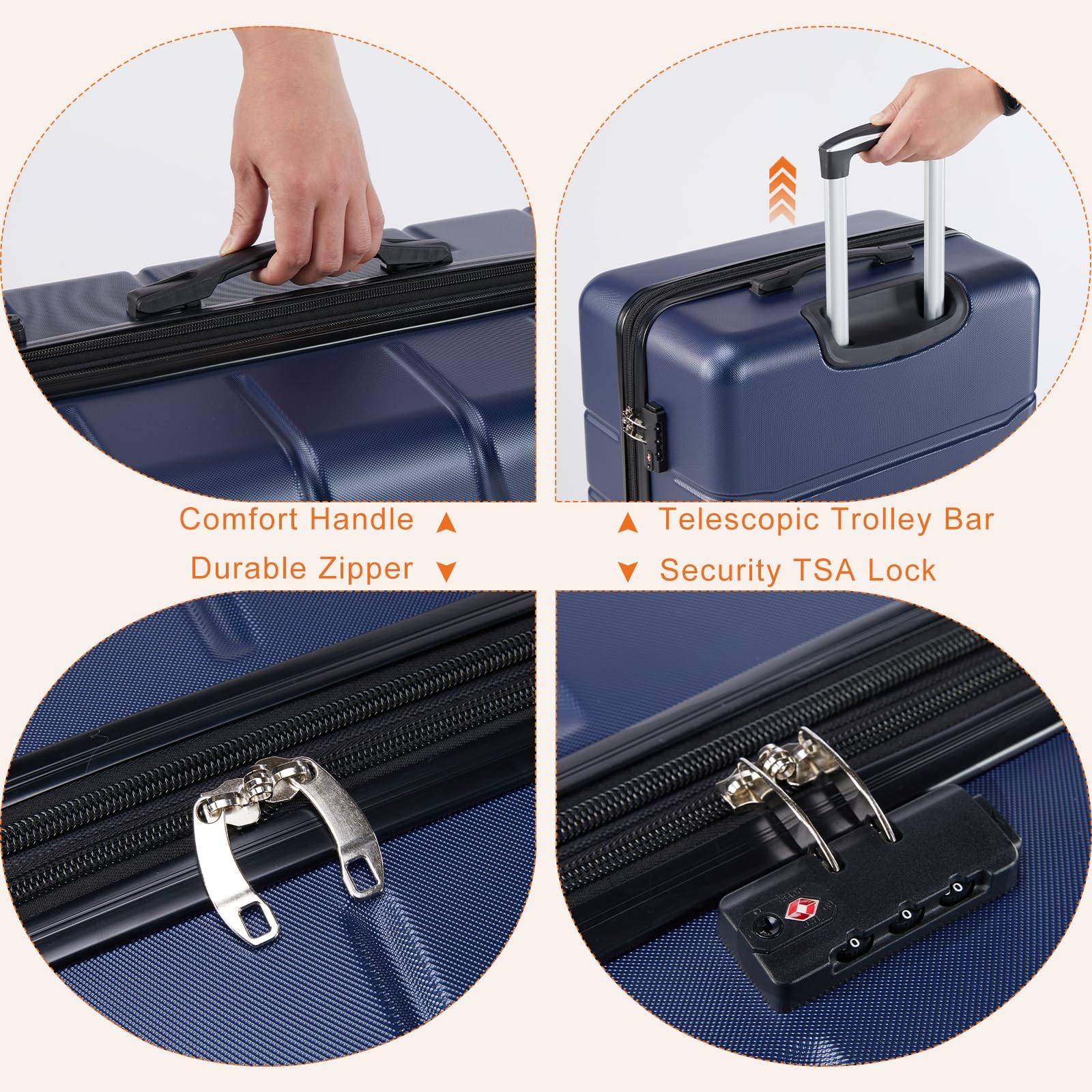 Sweetcrispy 28 Inch ABS Hardshell Luggage with TSA Lock - Lightweight Expandable Spinner Wheel Suitcase for Travel, Business Trips & Vacations | Durable Double Wheels & Smooth Rolling Design
