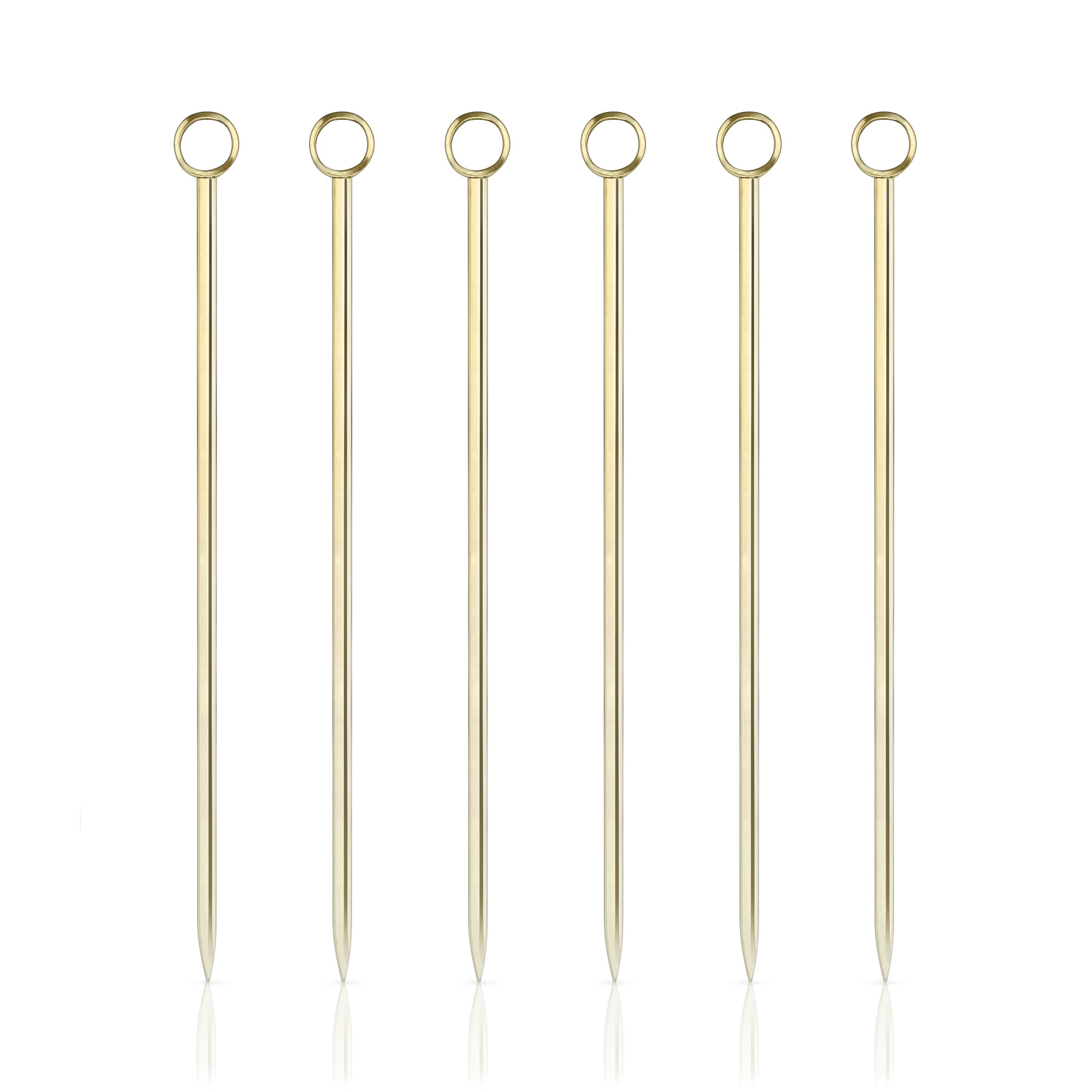 Belmont Stainless Steel Cocktail Picks Set of 6 - Elegant Drink Garnish Tools for Martini, Olive, Fruit Skewers - Perfect for Home Bars, Parties & Cocktail Making