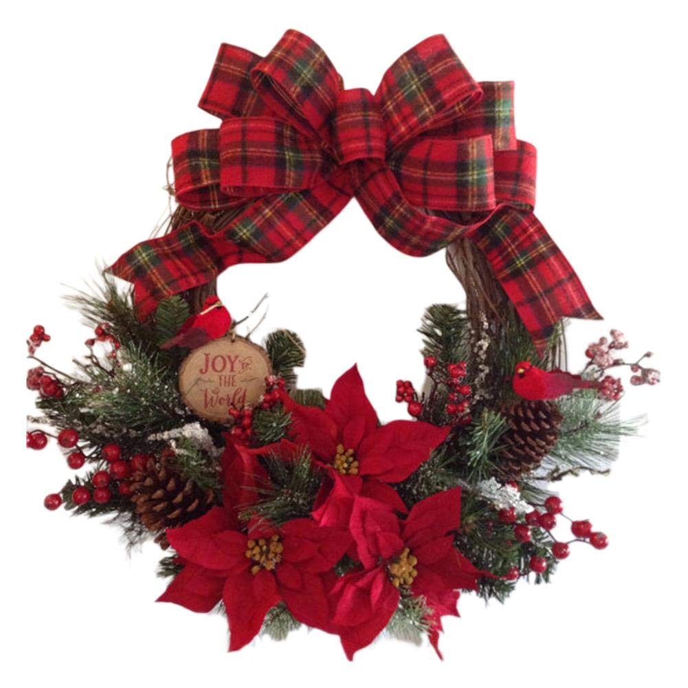 Christmas Wreaths for Front Door - Artificial Pine Garland Hanging Decor for Holiday Parties, Home & Office Christmas Decorations | Perfect for Indoor & Outdoor Seasonal Decor