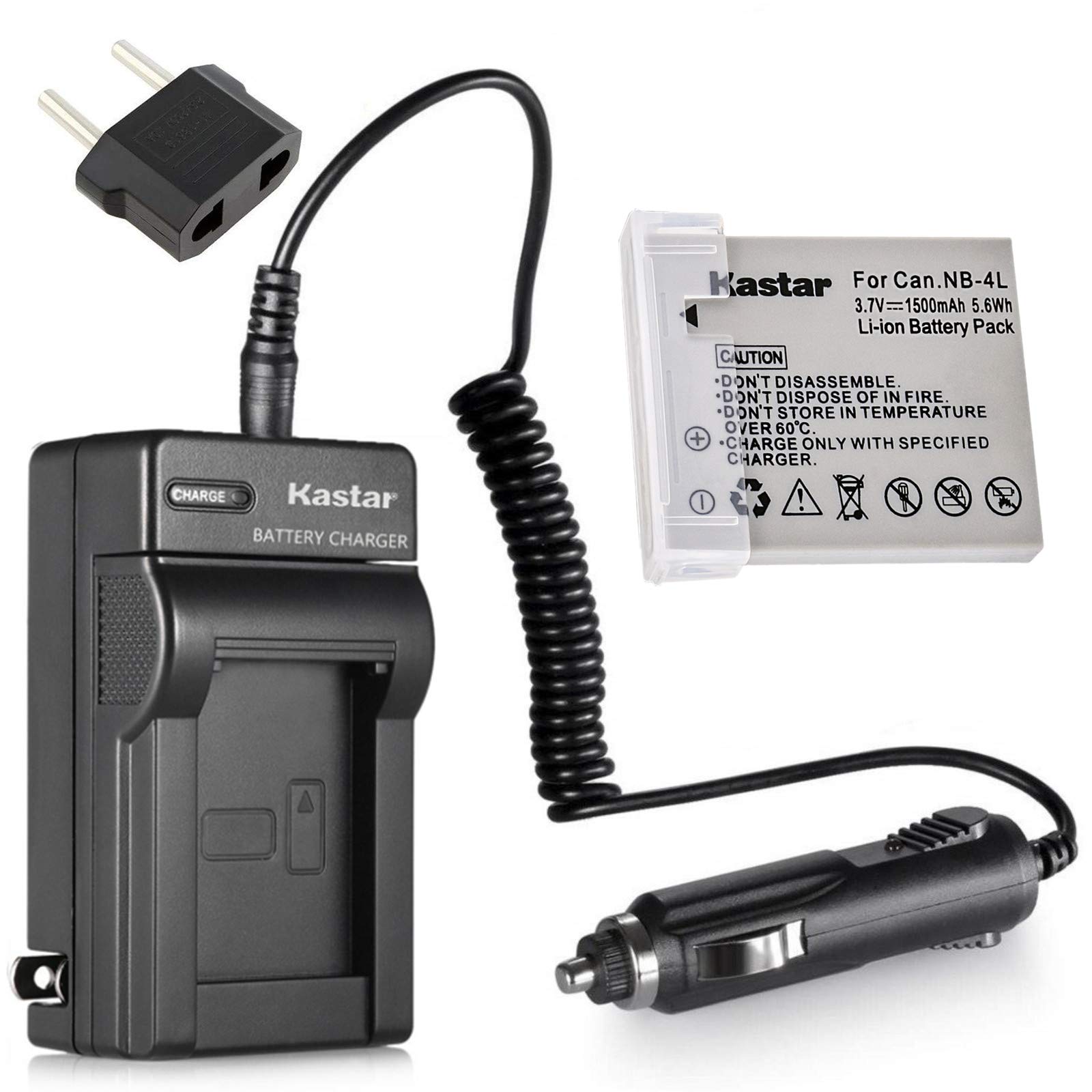 Kastar Replacement Battery and Charger Kit for Canon NB-4L NB4L CB-2LV 2LVE - Compatible with Digital IXUS 30 40 50 55 60 65 75, i Zoom, i7 Zoom Cameras - Perfect for Travel Photography and Everyday Shooting