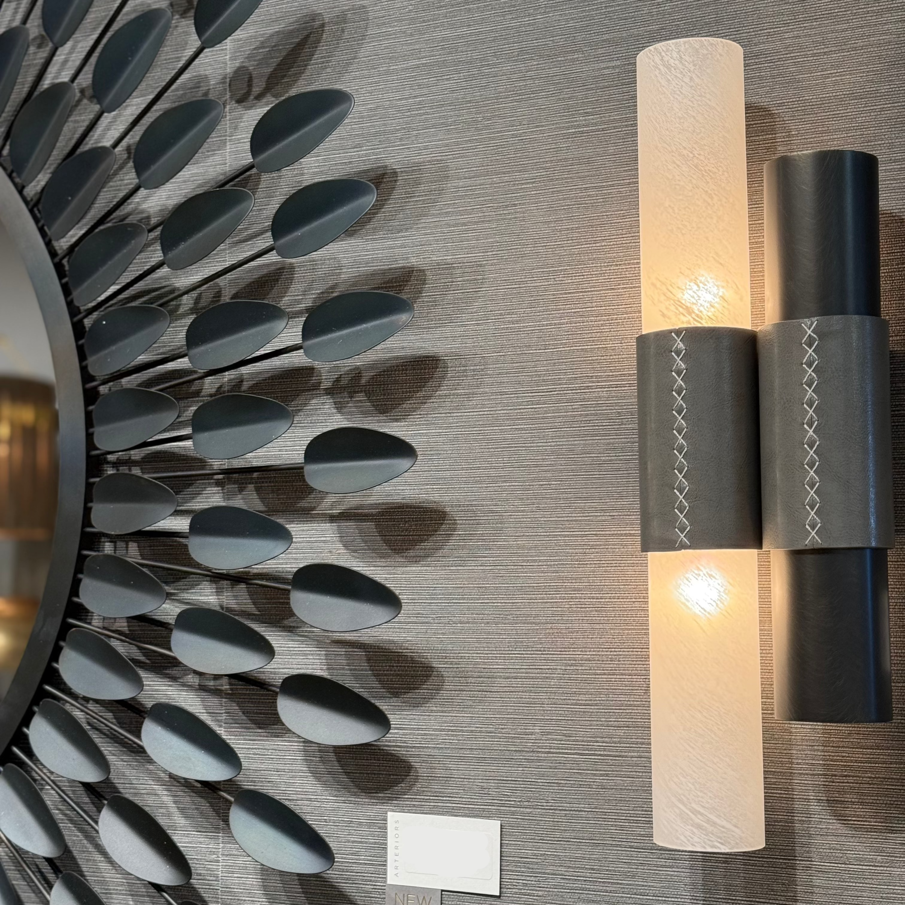 Huntington Wall Sconce - Charcoal Brown Leather Light Fixture for Living Room, Bedroom, and Hallway Decor