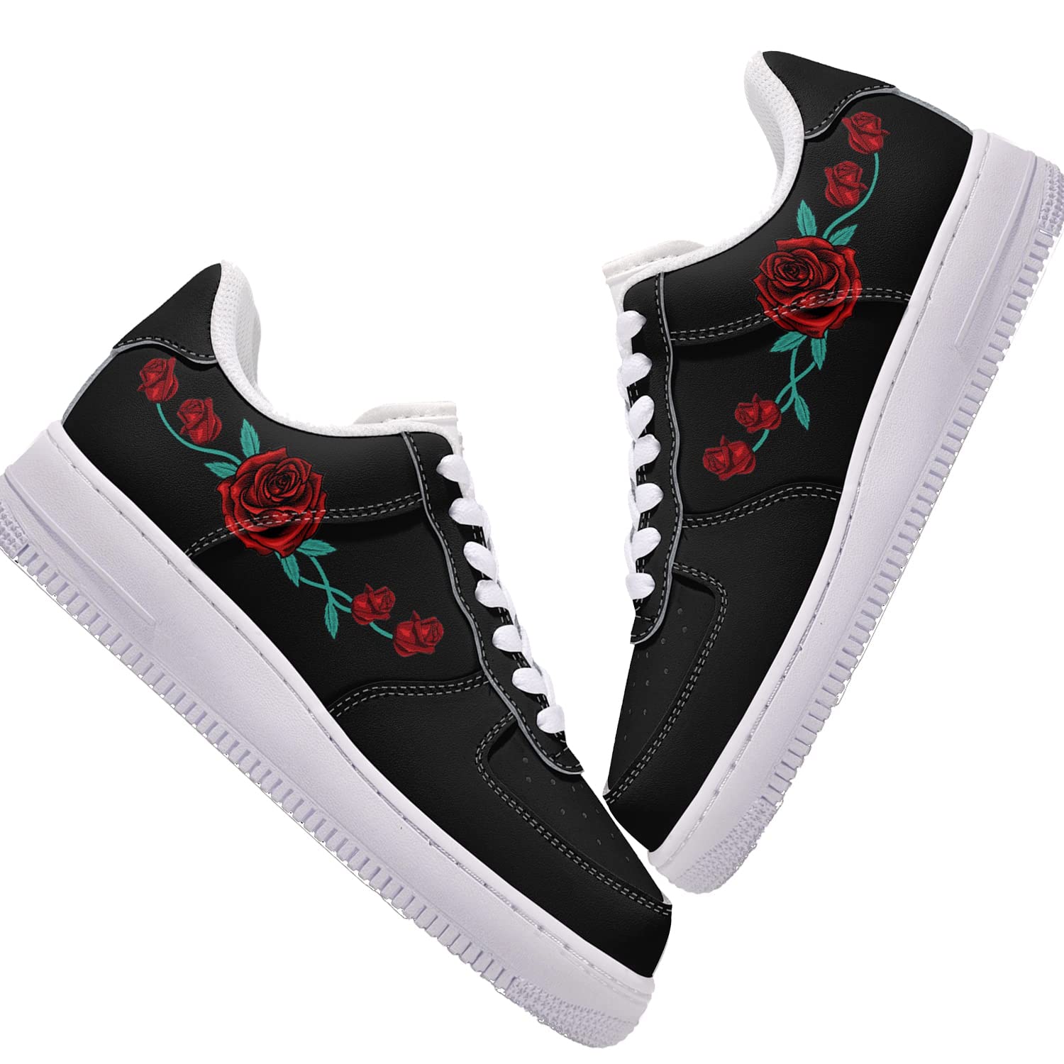 Red Rose Platform Sneakers for Women & Men - Casual Fashion Shoes (Men Size 10) | Comfortable Walking Shoes for Daily Wear, Gym & Outdoor Activities