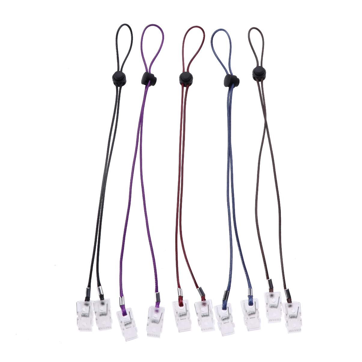 DOITOOL 5Pcs Adjustable Napkin Clip Holder Lanyard Necklace - Flexible Bib Holder for Adults & Kids - Portable Napkin Bib Towel Strap Chain for Dining, Travel & Outdoor Picnics - Durable Dining Protector Accessory