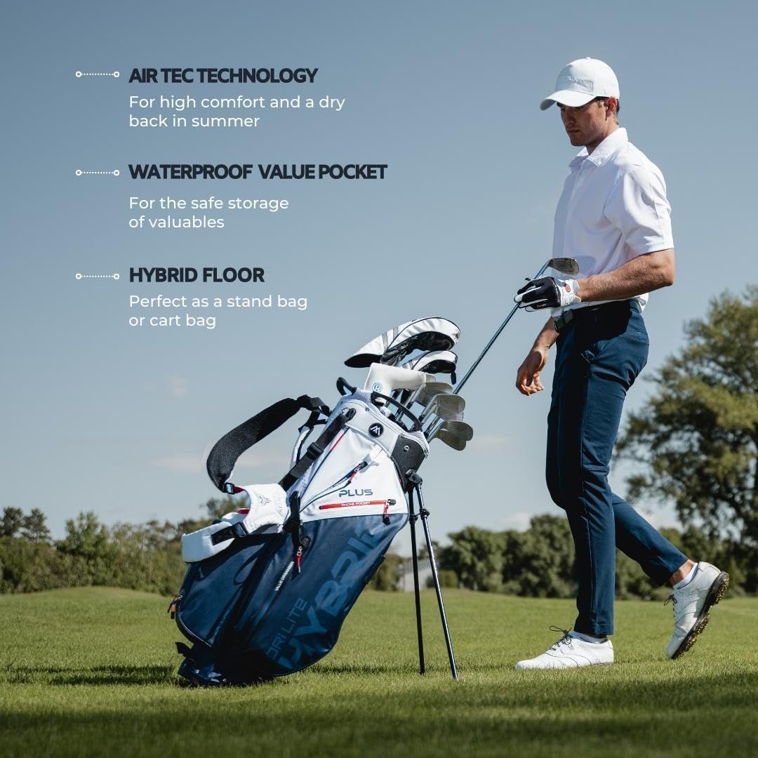 Big Max Dri Lite Hybrid Plus Golf Bag - Lightweight Waterproof Cart Bag with 14-Way Divider, 10 Storage Pockets & Sturdy Leg Locks | Push Cart Compatible | Perfect for Golf Tournaments, Driving Range & Weekend Golf Outings