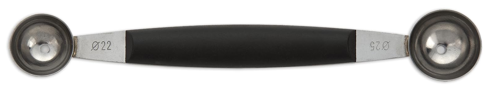 Arcos Professional Stainless Steel Melon Baller – 3cm Double Spoon with Polypropylene Handle – Perfect for Melons, Fruits & More – 18cm Series, Black – Ideal for Kitchen, Catering & Fruit Carving