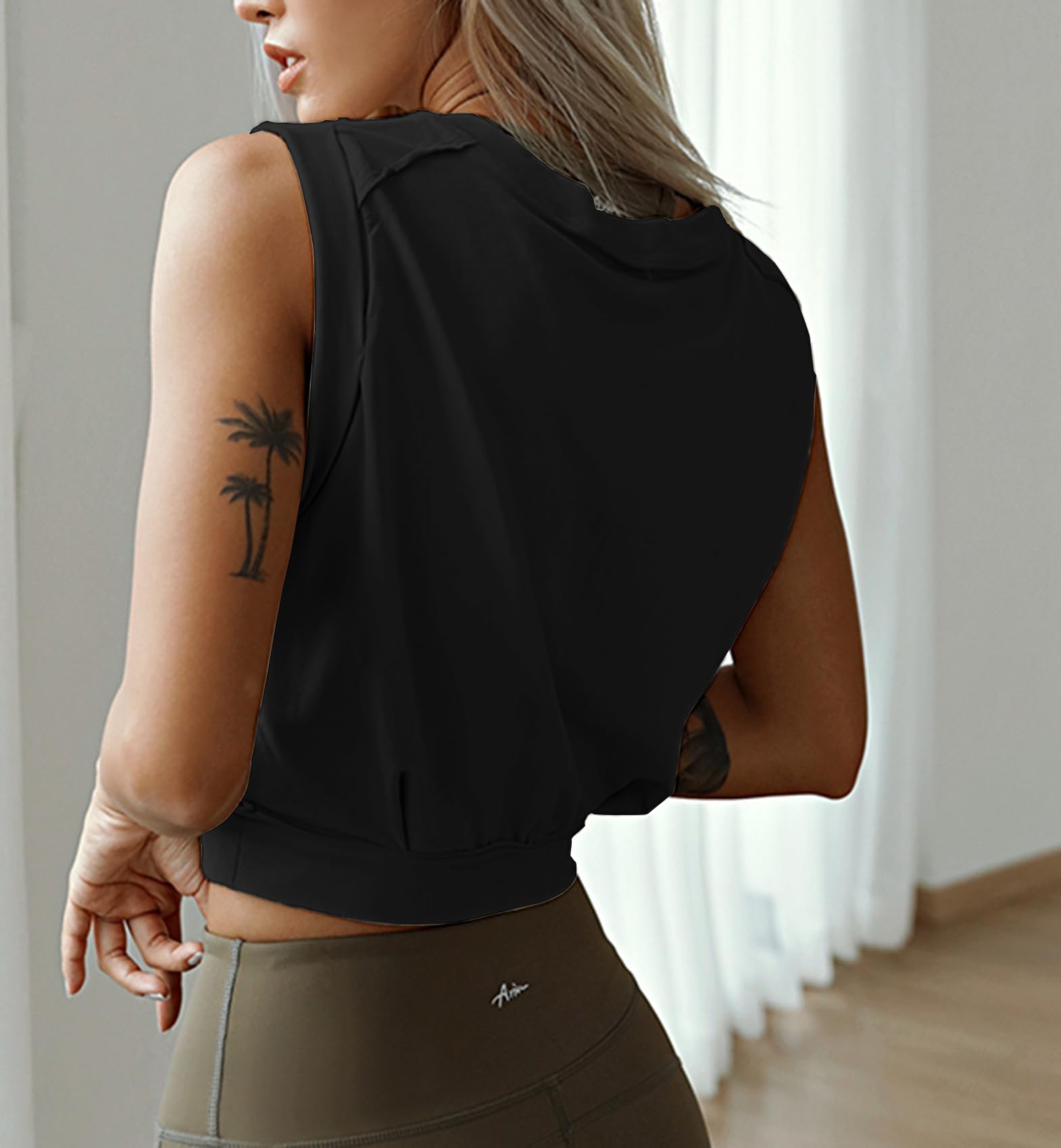 ARRIVE GUIDE Women's Crop Top - Sleeveless Athletic Shirt for Yoga, Running & Gym - Breathable Cotton Workout Tank - Perfect for Fitness, Pilates & Summer Outdoor Activities