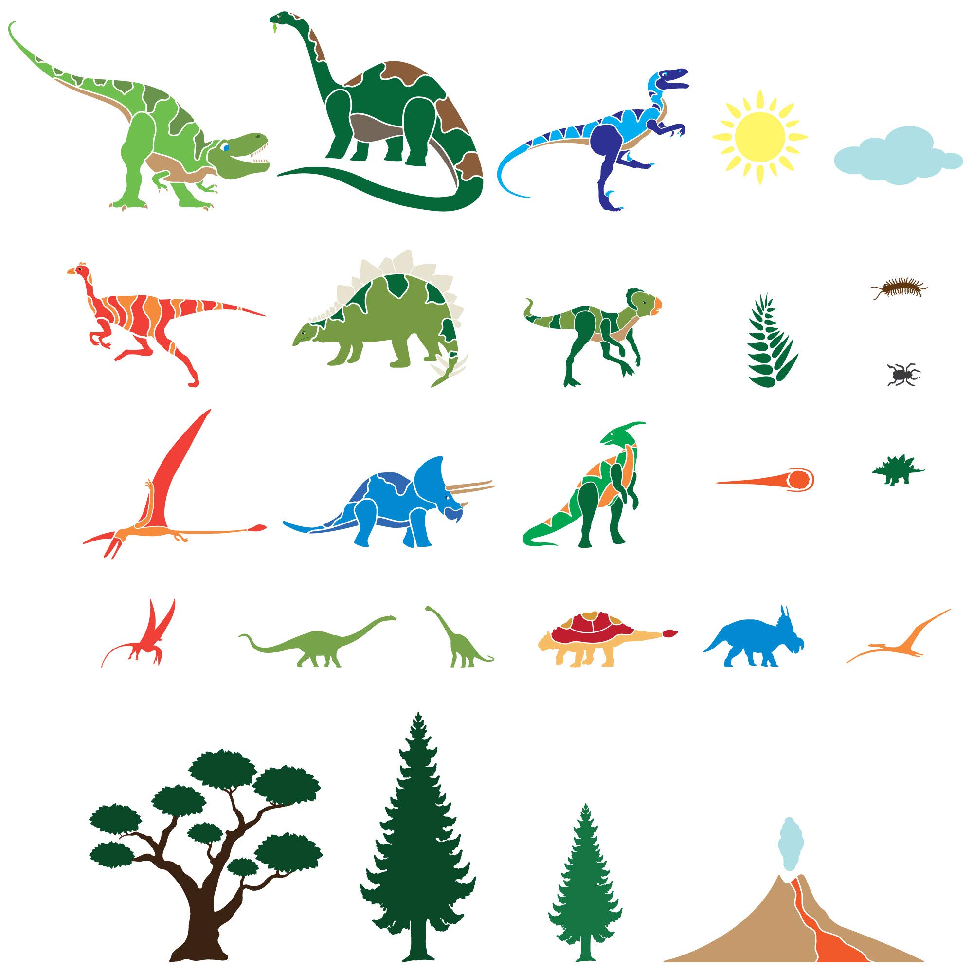 My Wonderful Walls Dinosaur Room Wall Mural - Peel & Stick Wall Decals for Kids Bedroom Decor | Dinosaur Theme Nursery Wall Stencils for Boys & Girls | Perfect for Playrooms, Classrooms & Birthday Party Decorations