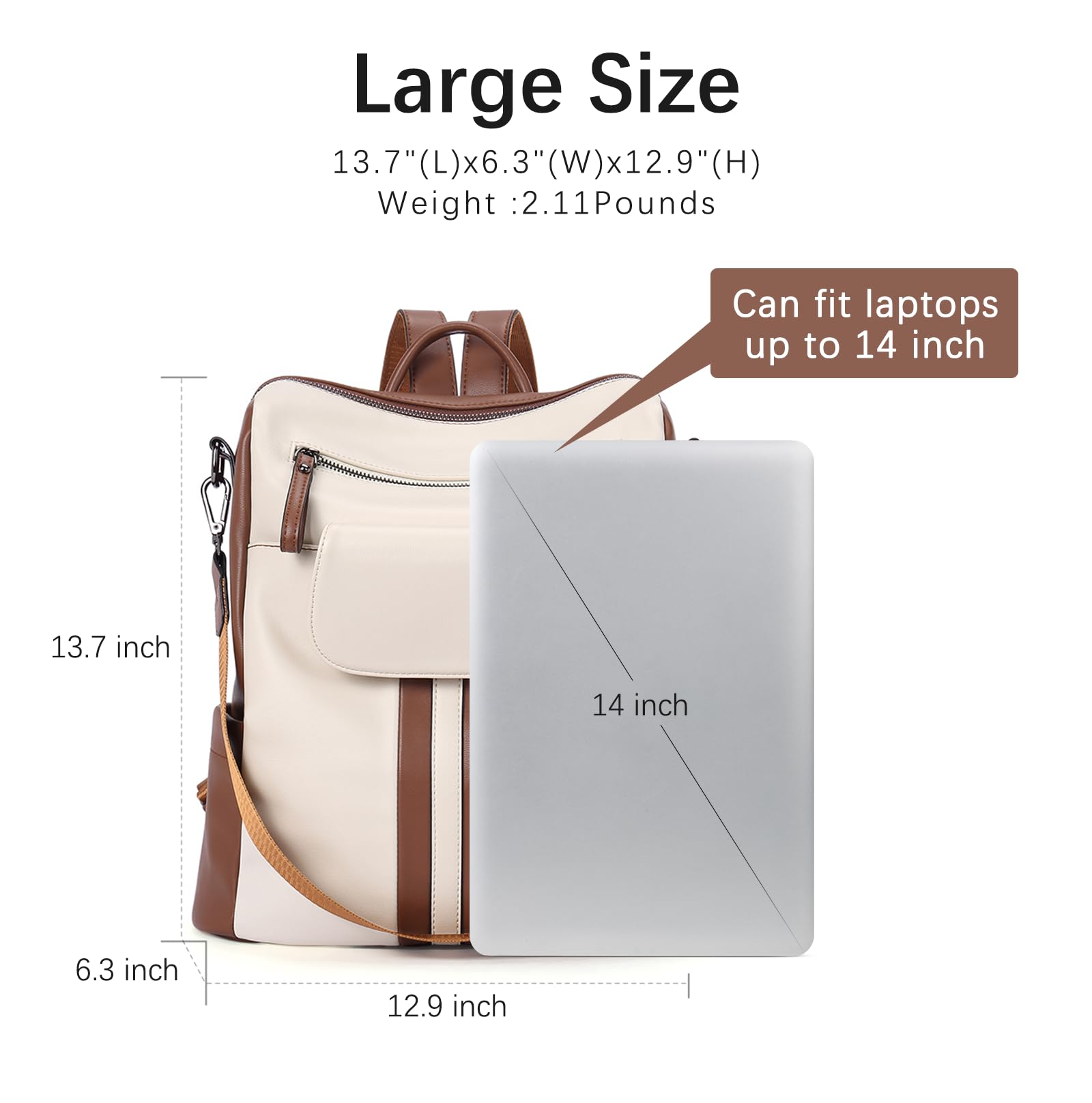 CLUCI Genuine Leather Backpack Purse for Women - Large Anti-Theft Convertible Travel Backpack Handbag - Perfect for Work, College & Weekend Getaways