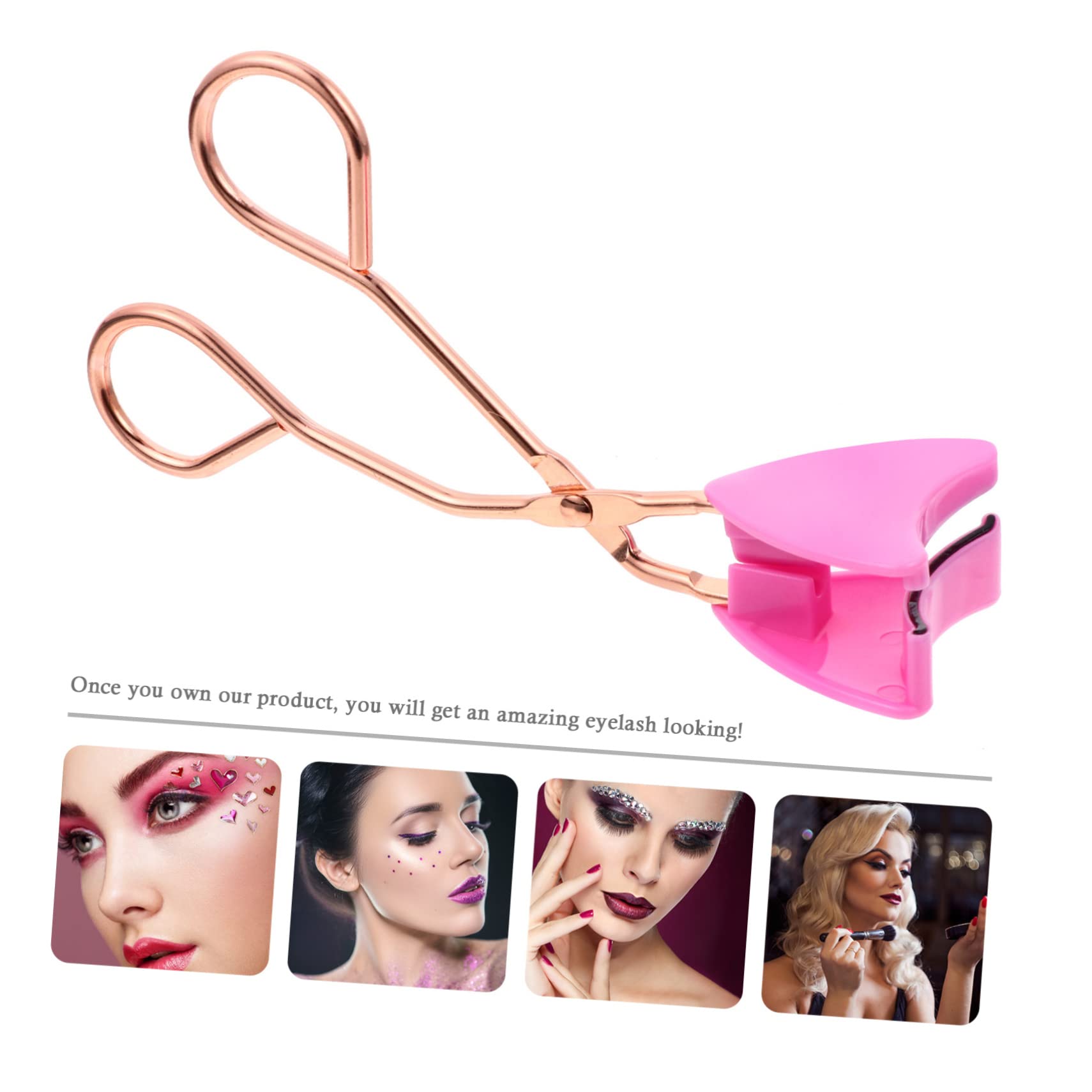 FOMIYES Magnetic Eyelash Curler Kit - Stainless Steel Rose Gold False Lash Clip with Deep Pink Handle | Gentle No-Damage Makeup Tool for Perfect Lashes | Ideal for Daily Use, Special Occasions & Professional Makeup Artists