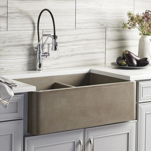 Native Trails Farmhouse Double Bowl 33 Inch NativeStone Apron Front Kitchen Sink - Durable & Stylish for Modern Farmhouse, Rustic, and Country Style Kitchens | Perfect for Meal Prep, Washing Dishes, and Entertaining