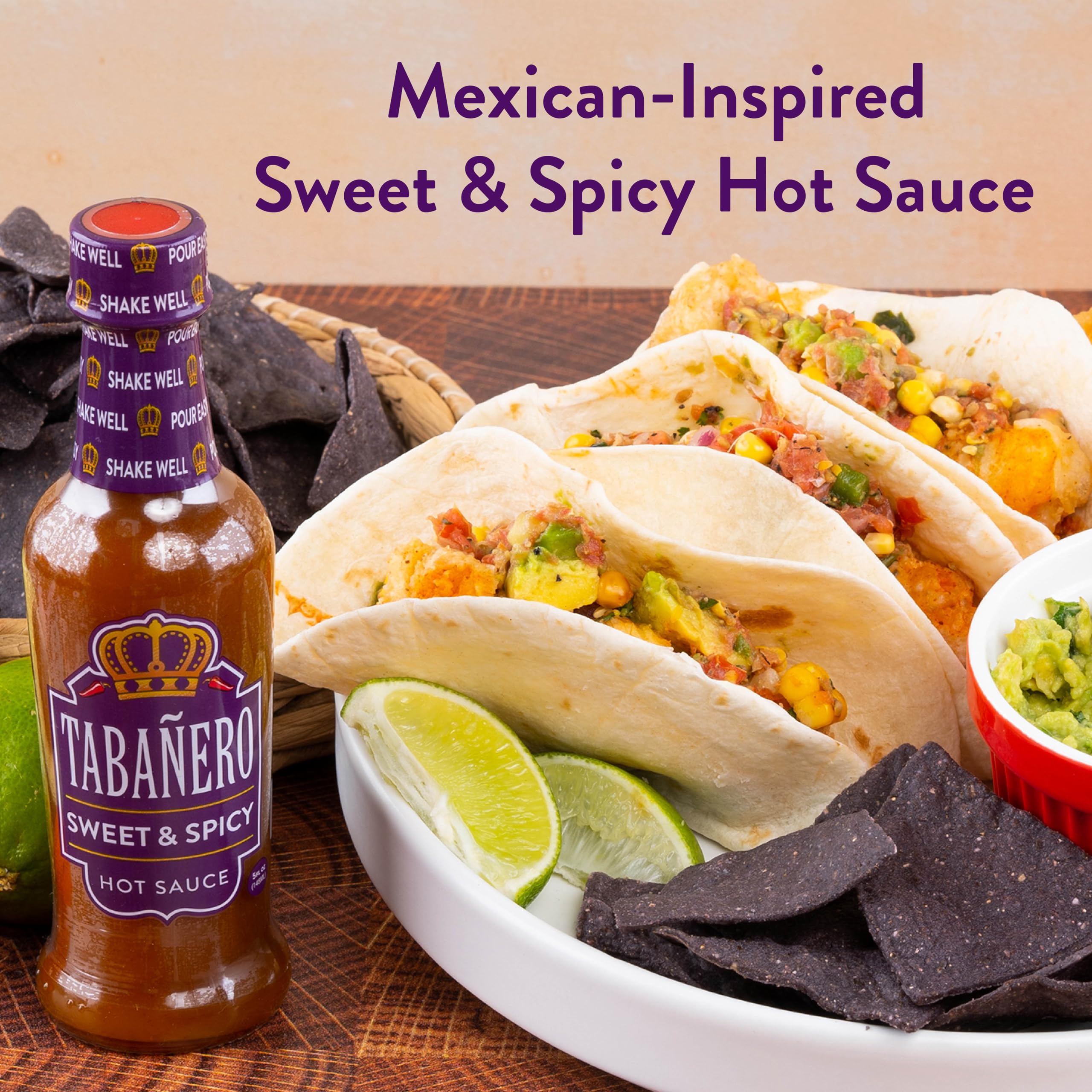 Tabañero Spicy Agave Hot Sauce - All Natural, Gluten Free, Low Sodium, Vegan & Kosher - Made in USA - 6 Pack (8 Oz Bottles) - Perfect for Tacos, Wings & Bloody Marys