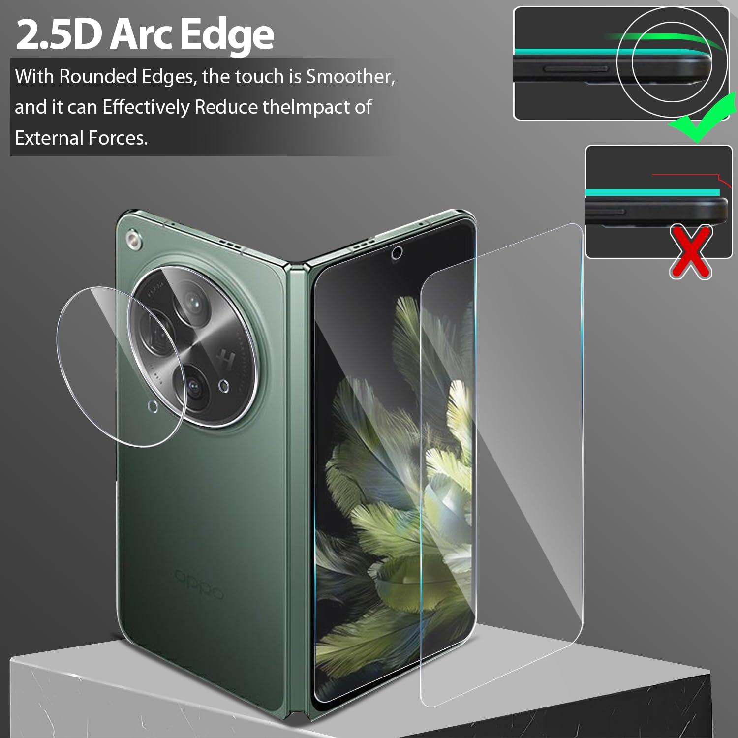 2+2 Pack OnePlus Open Tempered Glass Screen Protector (Front Screen) + Camera Lens Protector - 9H Hardness, Anti-Scratch & Anti-Fingerprint - Perfect for Daily Protection & Outdoor Activities