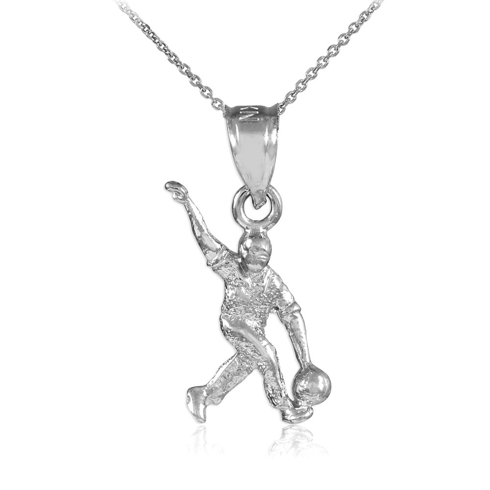 10K White Gold Bowling Charm Pendant Necklace for Women - Elegant Jewelry Gift for Bowlers, Sports Enthusiasts & Fashion Lovers - Perfect for Bowling Parties, Casual Wear & Special Occasions