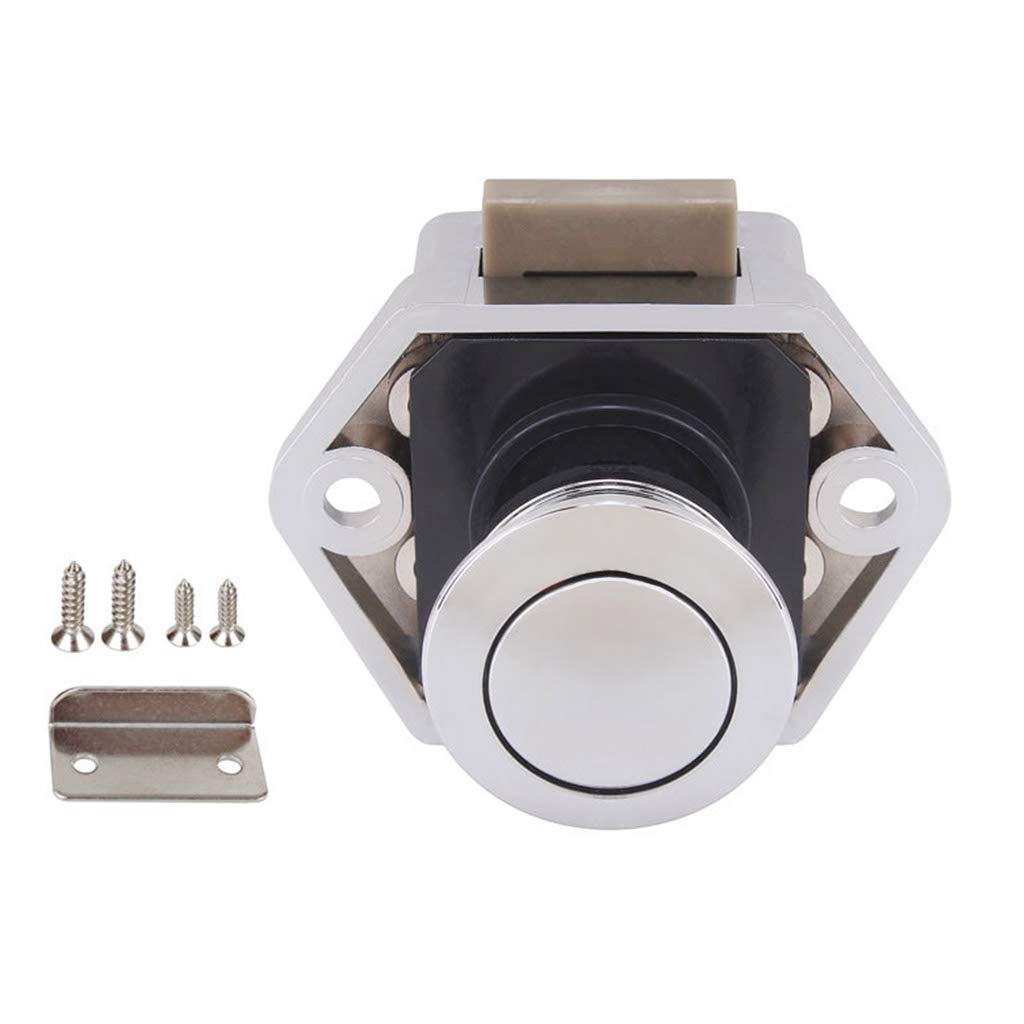 20mm Camper Car Push Lock RV Boat Drawer Latch - Chrome Cabinet Hardware for Furniture, RV, Marine & Home Storage Organization