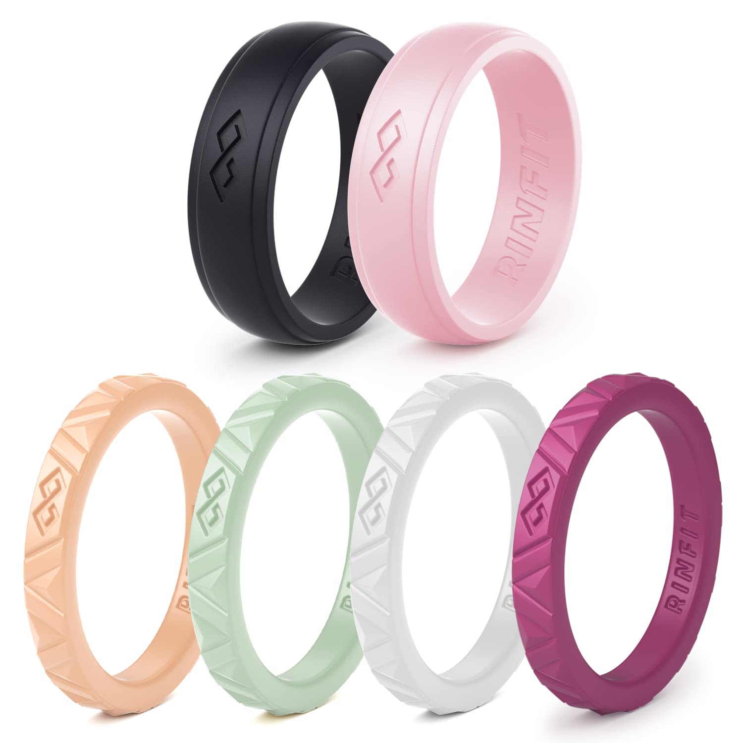 Rinfit Silicone Wedding Rings for Women - Soft Stackable Bands | Gym & Travel Jewelry