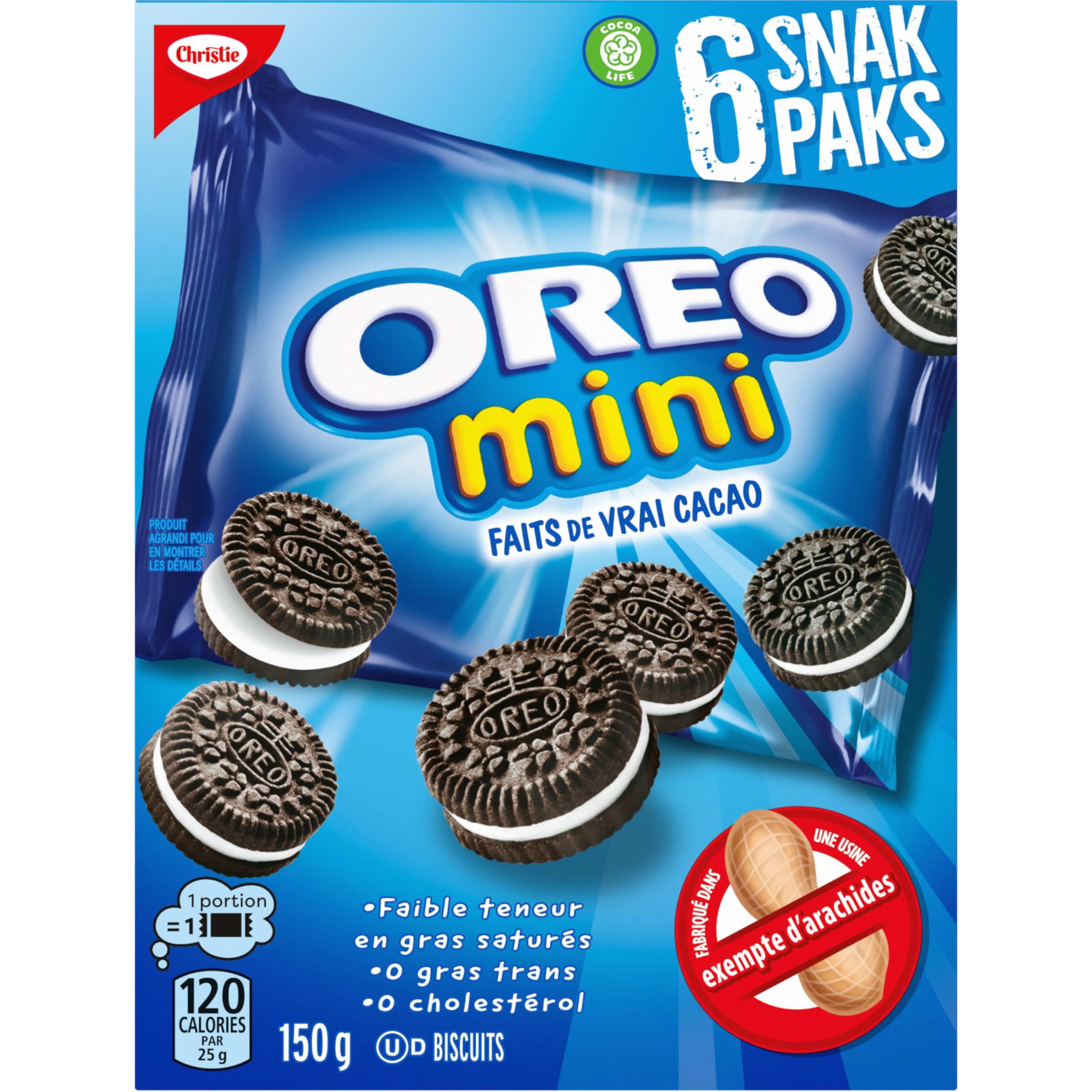 OREO Mini Original Chocolate Sandwich Cookies - Peanut-Free, Individually Wrapped Snack Packs (150g) - Perfect for School Lunches, Office Snacks & On-the-Go Treats