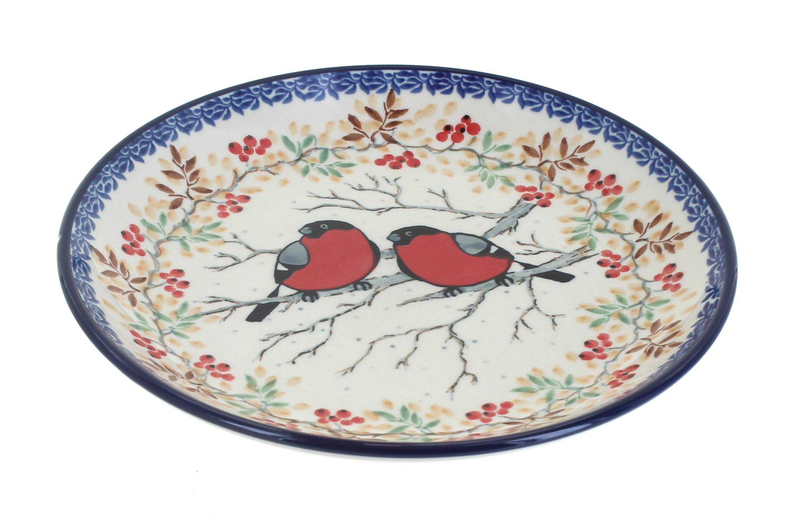 Handmade Blue Rose Polish Pottery Meadowlark Dessert Plate - Elegant Floral Design for Afternoon Tea, Dessert Serving & Home Decor