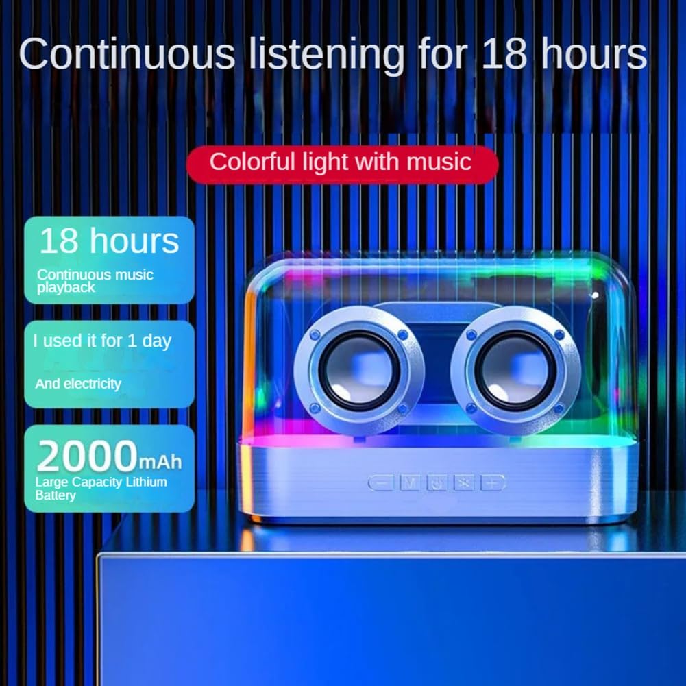 Closer Colorful LED Wireless Bluetooth Speaker - Portable Glazed Subwoofer with Rich Bass, Plug-in Desktop Speaker for Home, Office & Outdoor Use (White)