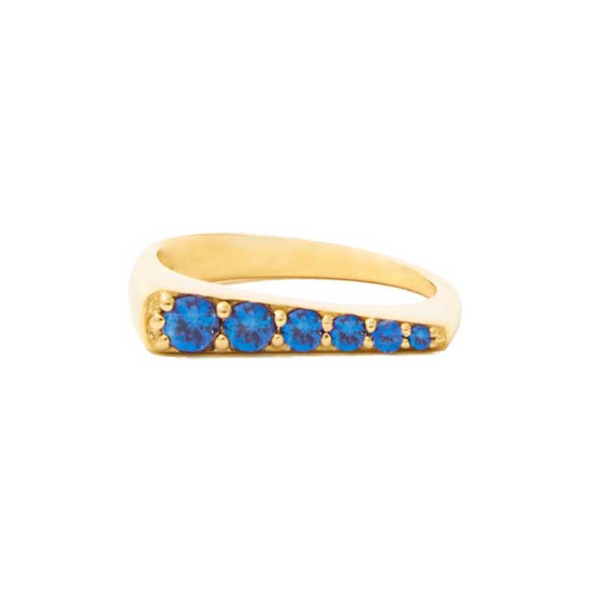Campbell & Charlotte Blue Sapphire Tapered Stacking Ring - Elegant Dainty Jewelry for Women, Perfect for Layering & Everyday Wear | Wedding, Anniversary, Gift Idea