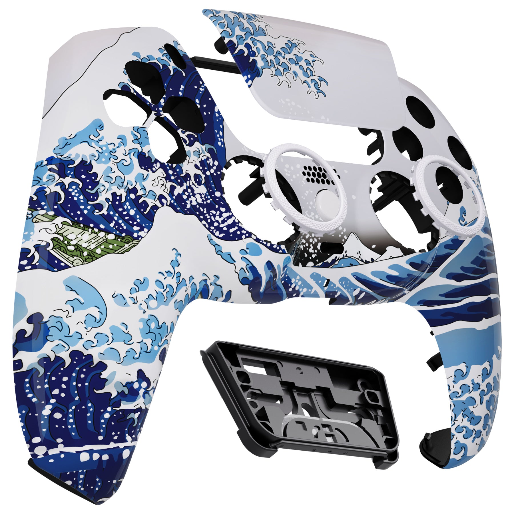 eXtremeRate LUNA Redesigned Front Shell with Touchpad for PS5 Controller BDM 010/020/030/040/050 - The Great Wave GHPFT004 - Custom Gaming Shell for Enhanced PS5 Controller Experience - Perfect for Competitive Gaming & Personalization