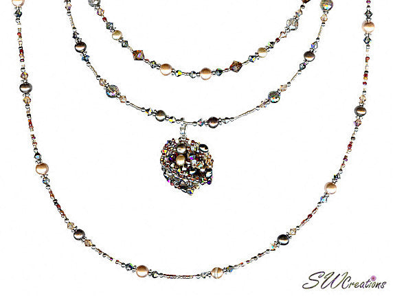 Earth Crystal Pearl Fusion Bead Art Necklace - Elegant Handmade Jewelry for Women, Boho Chic Accessory | Perfect for Weddings, Parties & Everyday Wear