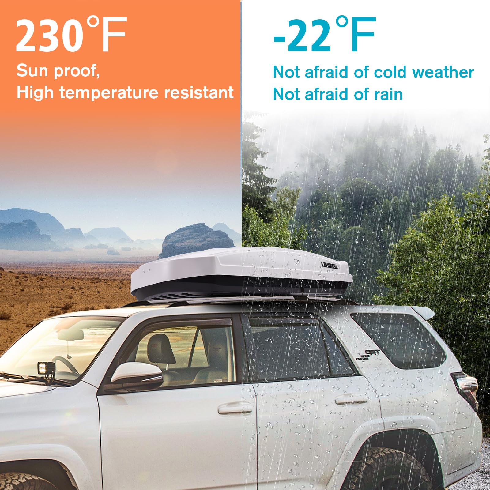 Premium Waterproof Hardshell Roof Luggage Box - 15.5 Cubic Feet ABS/PMMA Storage with Security Lock & Dual-Sided Openings - Perfect for SUVs, Camping Trips & Outdoor Adventures (White)