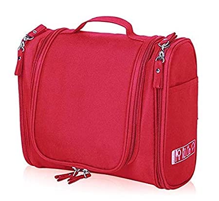 Extra Large Multifunctional Travel Bag for Women | Waterproof Cosmetic & Toiletry Organizer | Makeup Case with Multiple Compartments | Perfect for Airplane, Gym & Vacation (Red)