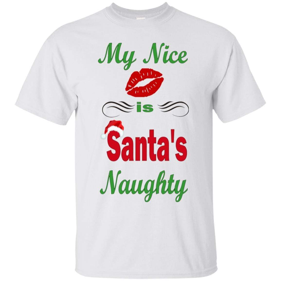 WineyBitches.co My Nice Is Santa's Naughty Ultra Soft Cotton T-Shirt - Funny Christmas Party Outfit, Holiday Gift for Women, Casual Wear