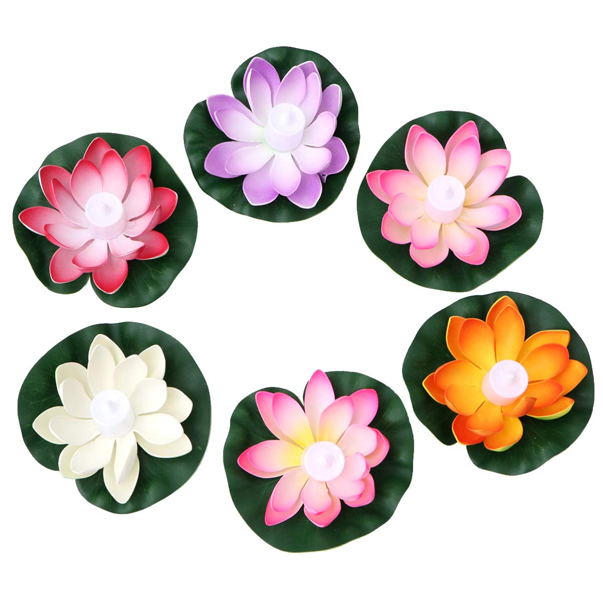 Beaupretty 6Pcs Solar LED Floating Lily Lights - Waterproof Artificial Flower Night Lamp for Pond, Pool, Garden Decor - Romantic Outdoor Lighting for Weddings, Parties & Backyard Ambiance