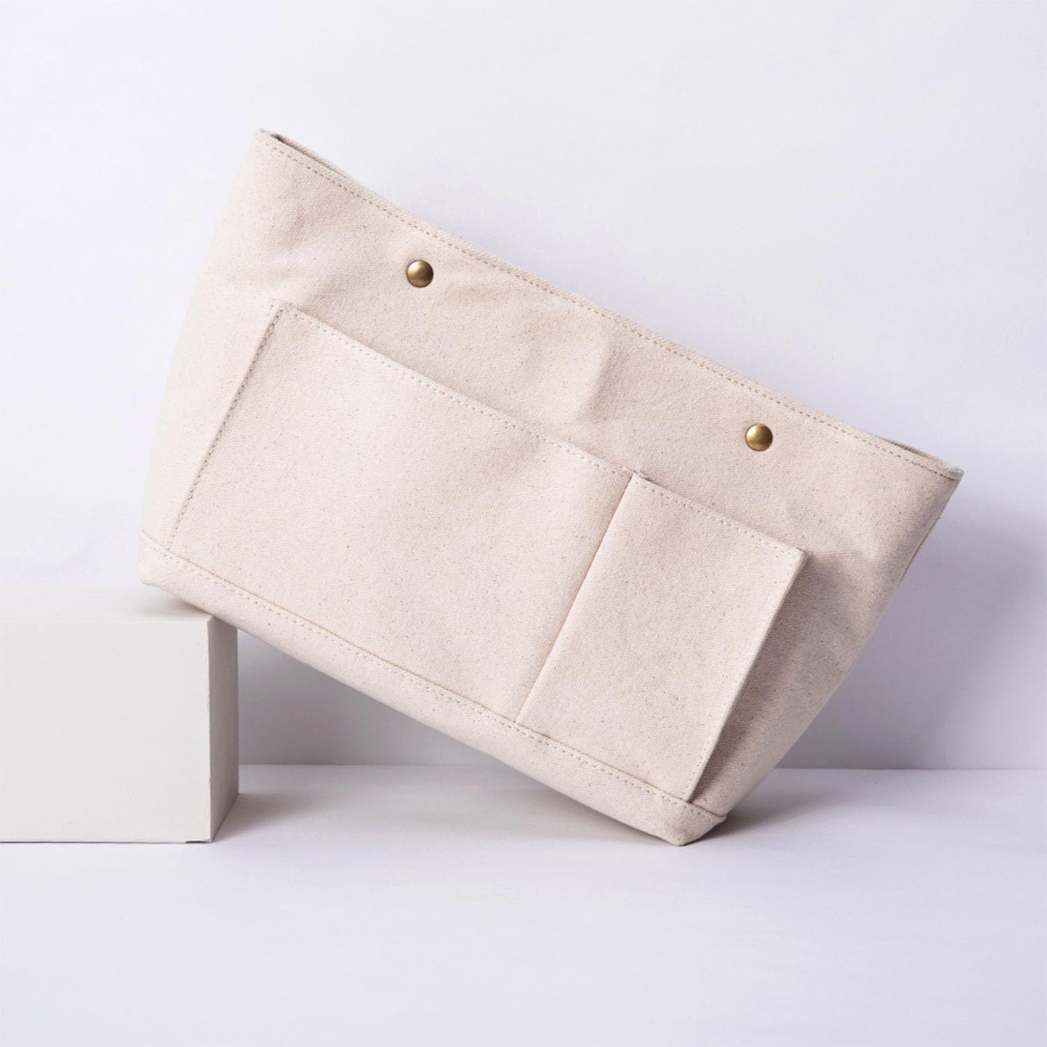 Lightweight Handbag Organizer Insert with Multiple Pockets - Cotton Canvas Storage Organizer for Purses, Cosmetic Bags & Travel Essentials (Medium, Black) - Perfect for Daily Use, Travel & Work