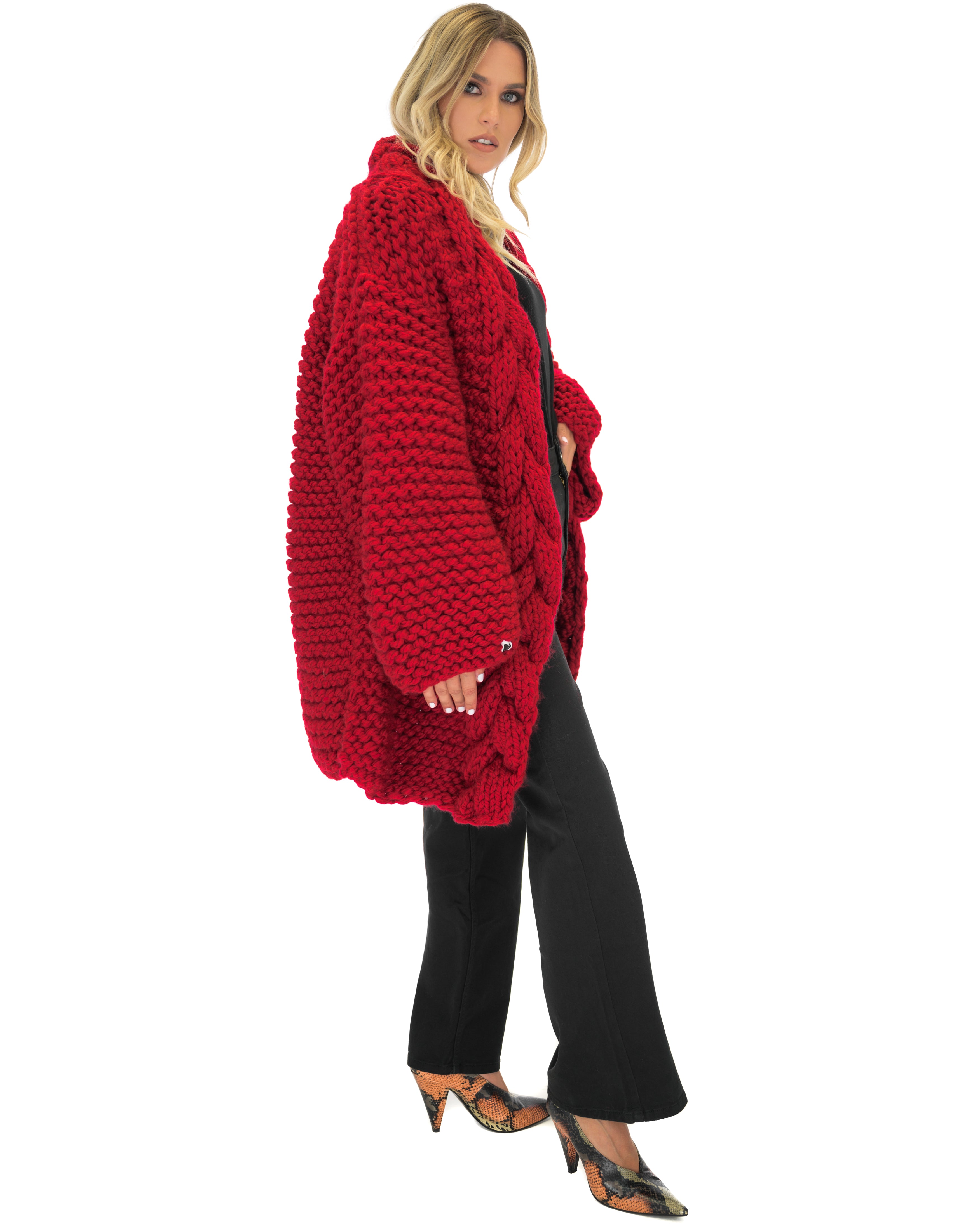 Women's Cable Knit Coat - Soft Wool Winter Jacket for Ladies - Perfect for Cold Weather, Office Wear & Casual Outfits