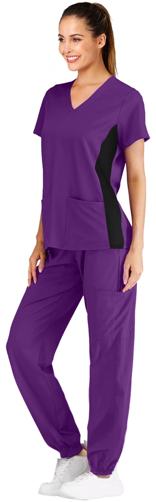 Breathable & Stretchy Women's Scrubs Set with Jogger Pants - Comfortable Nursing Uniform for Healthcare Workers | Perfect for Hospitals, Clinics & Medical Professionals