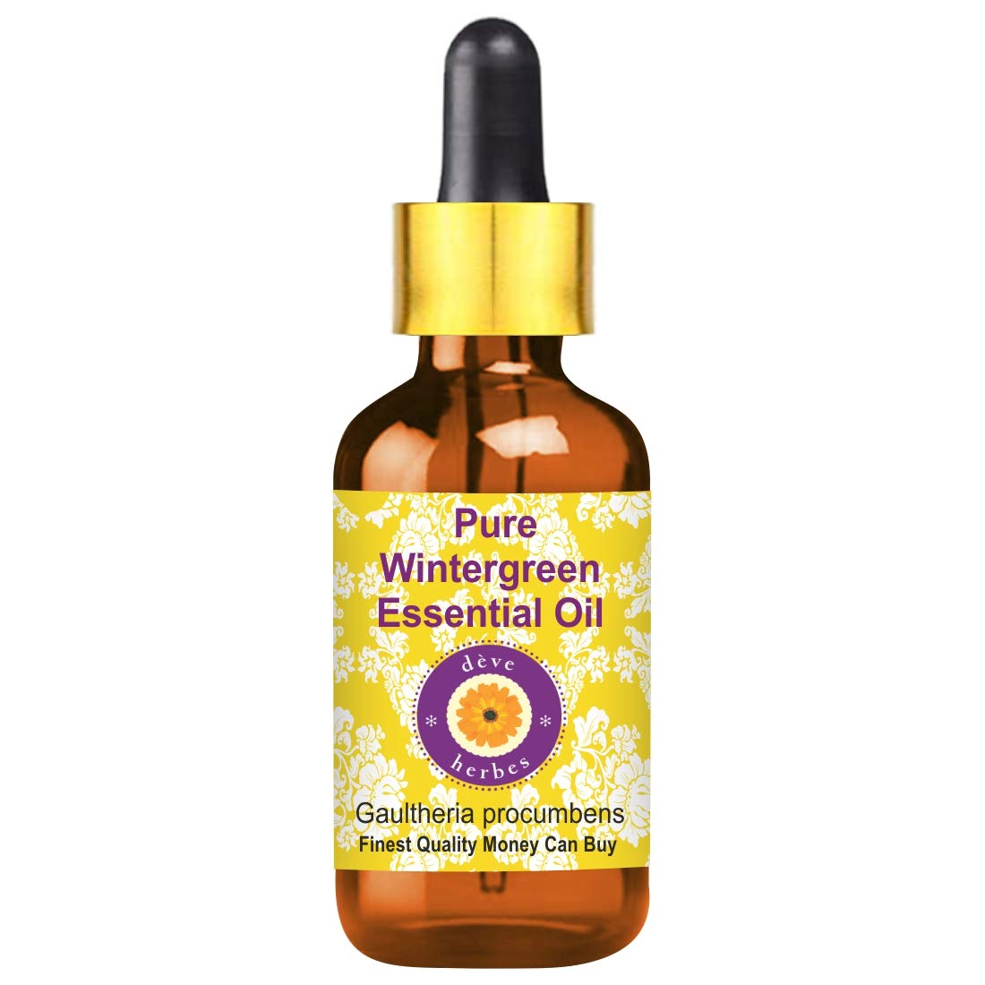 Pure Wintergreen Essential Oil (Gaultheria procumbens) - 15ml Steam Distilled with Glass Dropper - Natural Pain Relief & Aromatherapy for Massage, Diffuser & DIY Skincare
