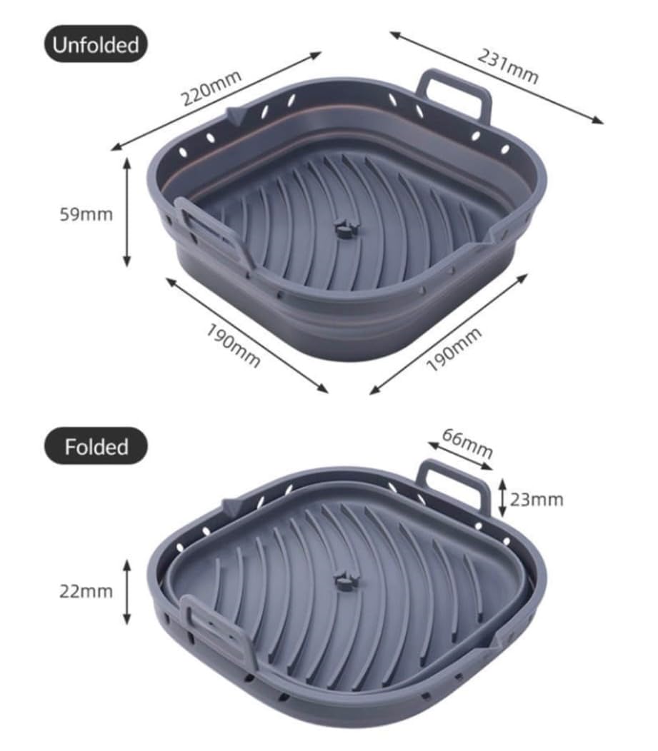 Silicone Air Fryer Accessories Set with Food Divider - Compatible with Cecotec, Cosori, Princess, Philips - Perfect for Baking, Roasting, and Meal Prep in Air Fryers